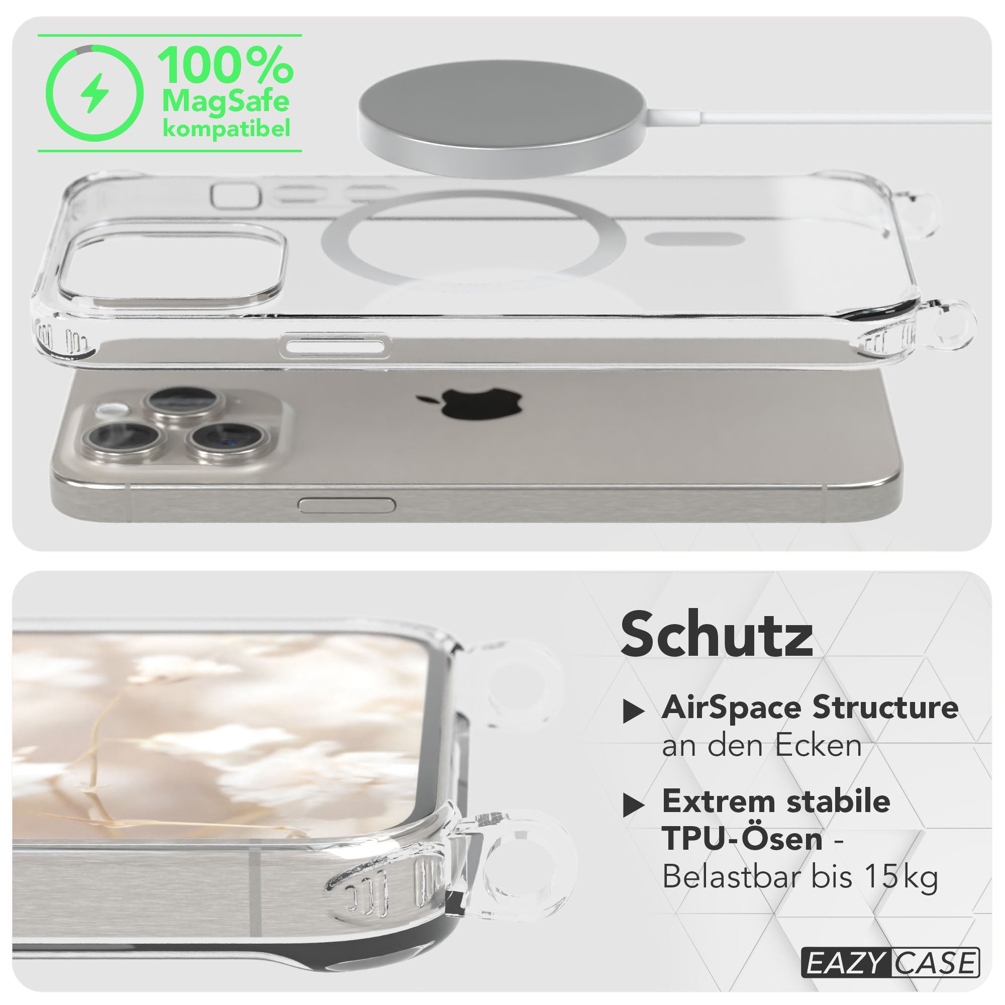 iPhone 15 Pro Max Handykette MagSafe mit Boho Band verstellbar