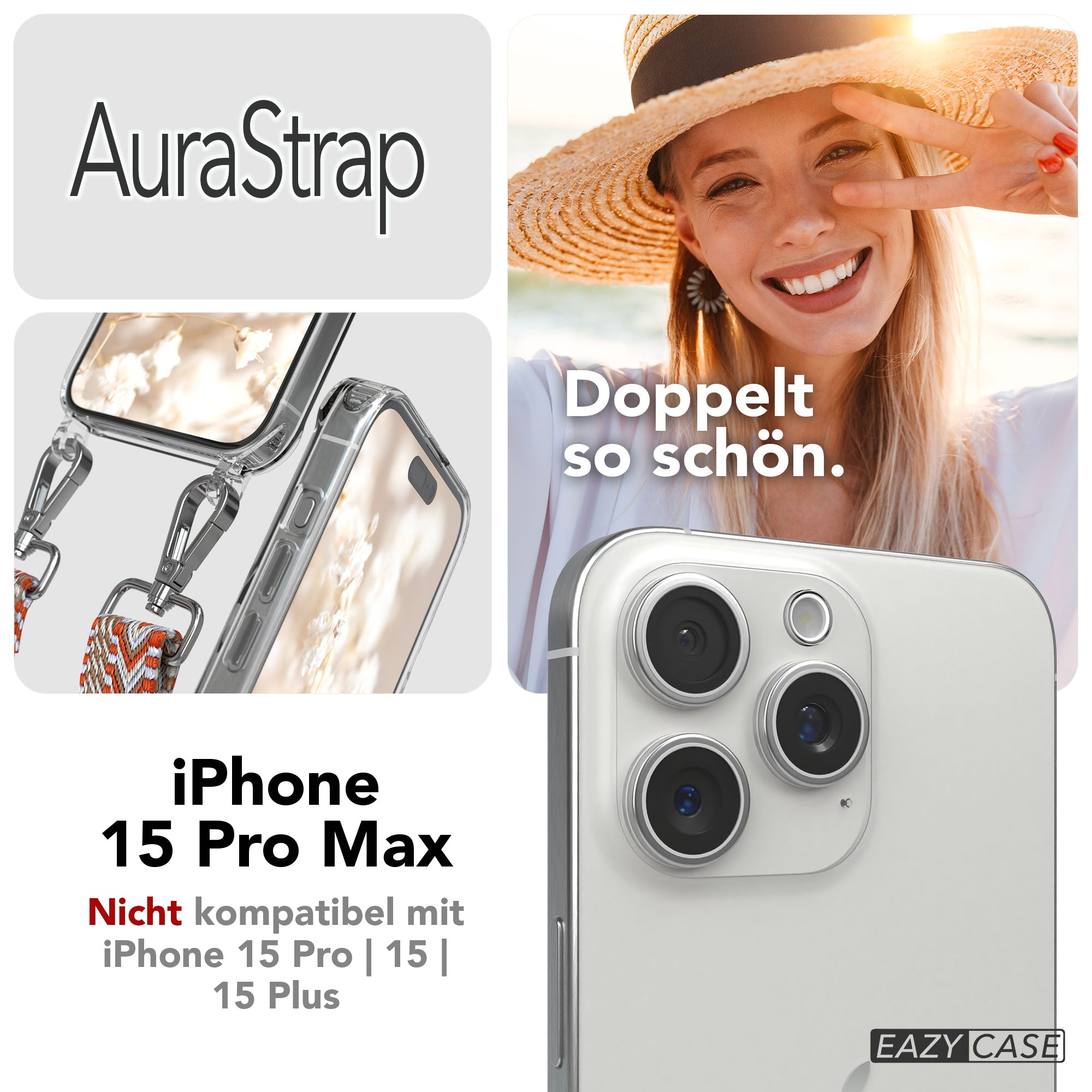 iPhone 15 Pro Max Handykette MagSafe mit Boho Band verstellbar