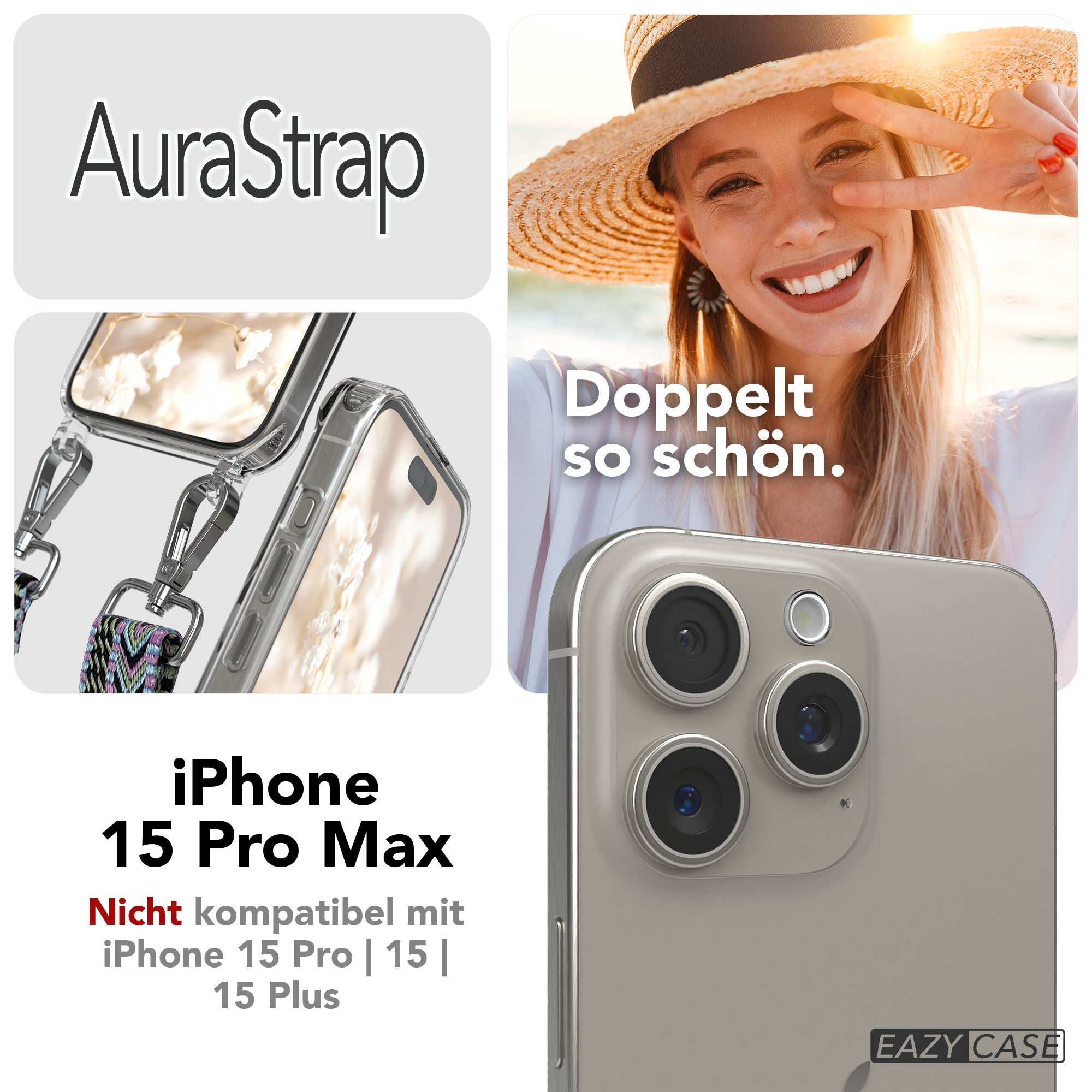 iPhone 15 Pro Max Handykette MagSafe mit Boho Band verstellbar
