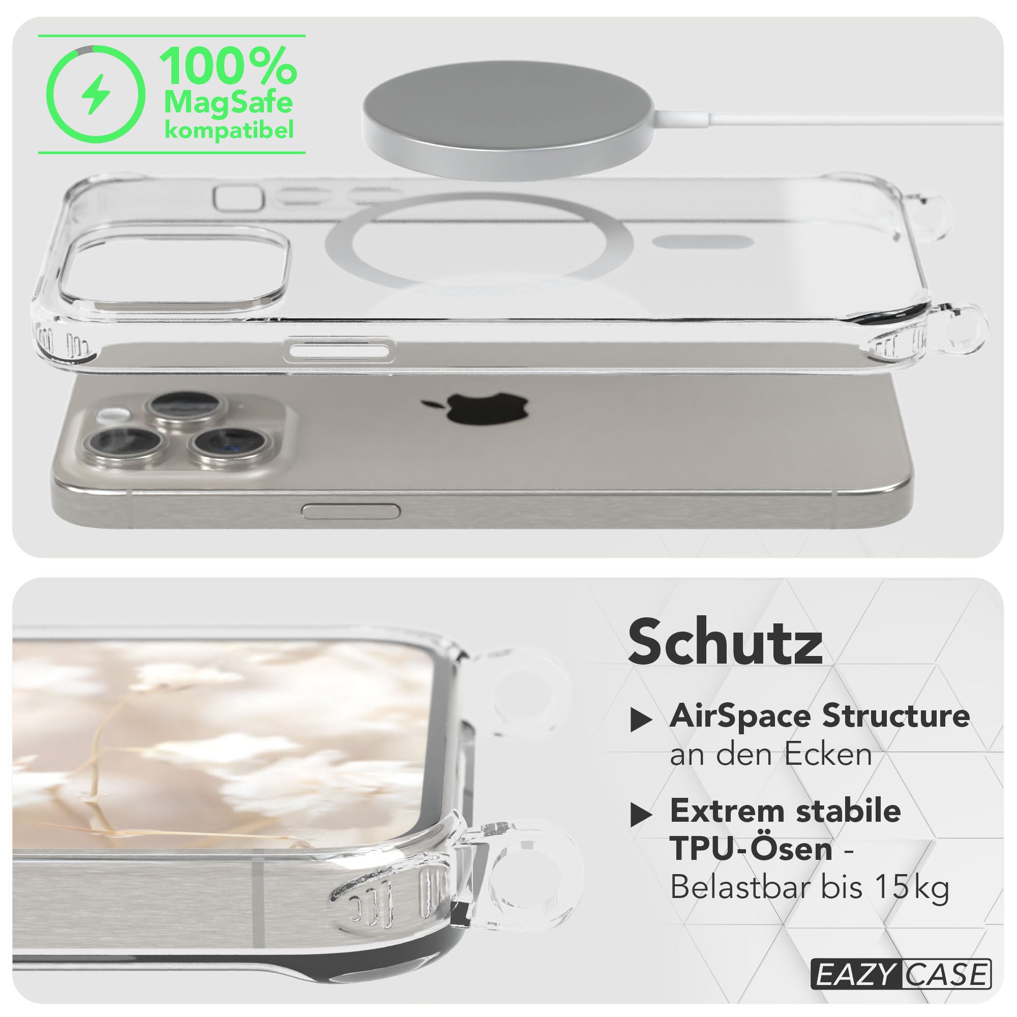 iPhone 15 Pro Max Handykette MagSafe mit Boho Band verstellbar