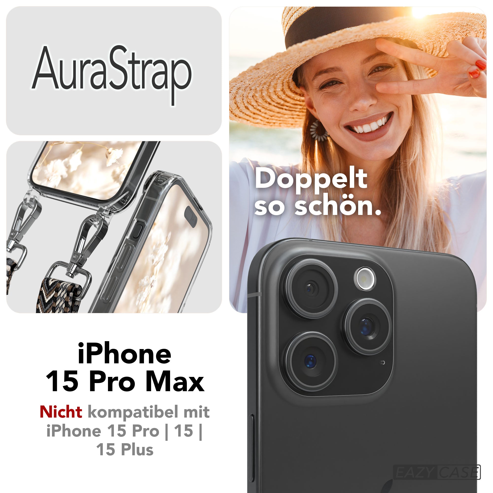 iPhone 15 Pro Max Handykette MagSafe mit Boho Band verstellbar