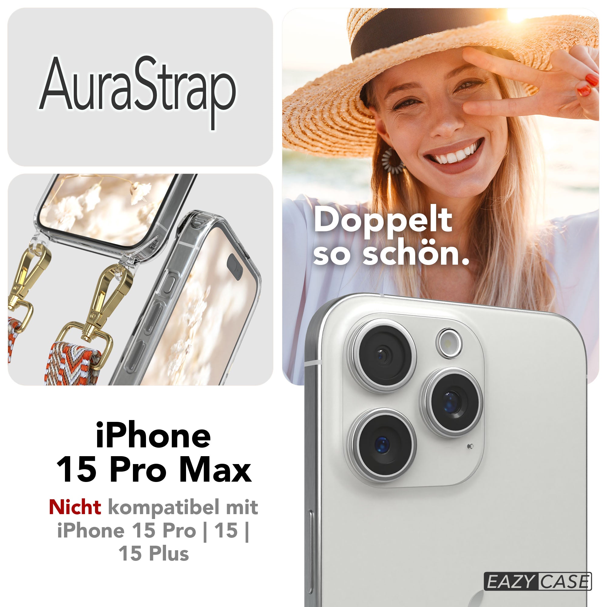 iPhone 15 Pro Max Handykette MagSafe mit Boho Band verstellbar