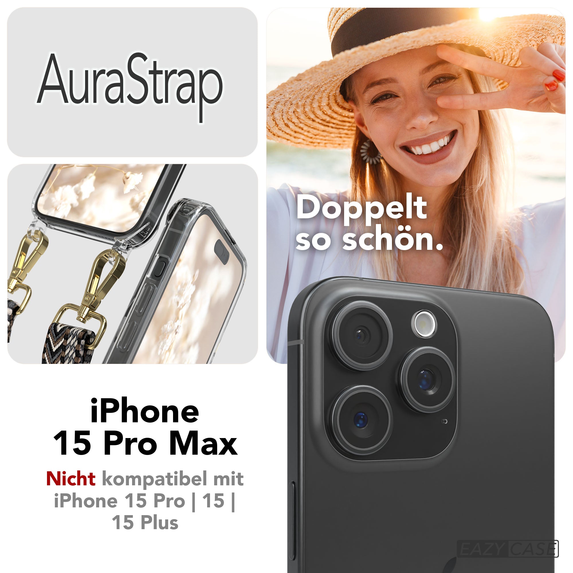 iPhone 15 Pro Max Handykette MagSafe mit Boho Band verstellbar