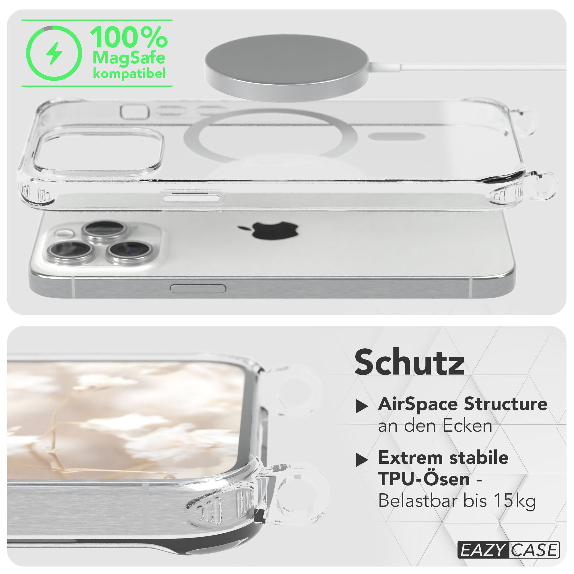 iPhone 15 Pro Max Handykette MagSafe mit Boho Band verstellbar