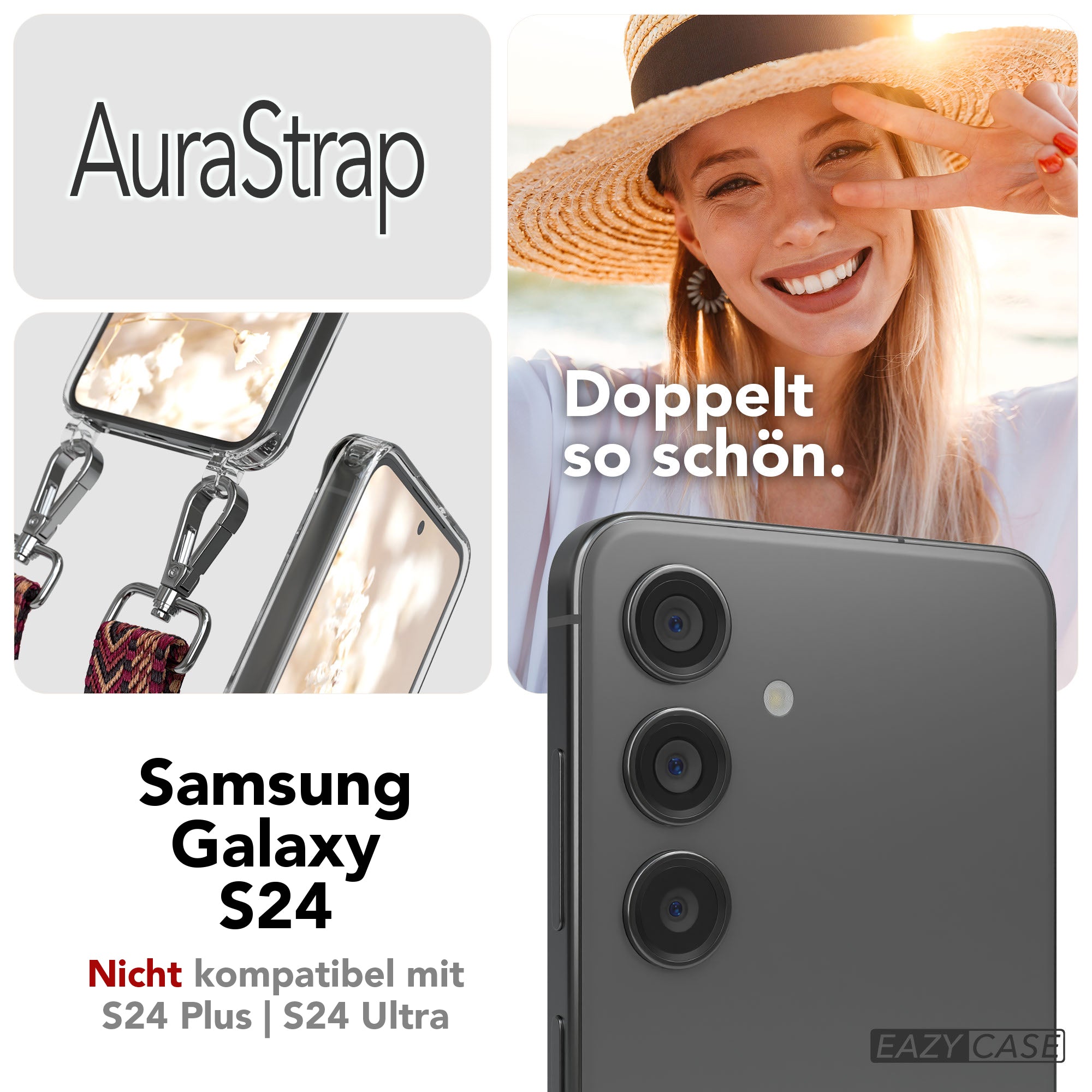 Samsung Galaxy S24 Handykette MagSafe mit verstellbarem Boho Band Set