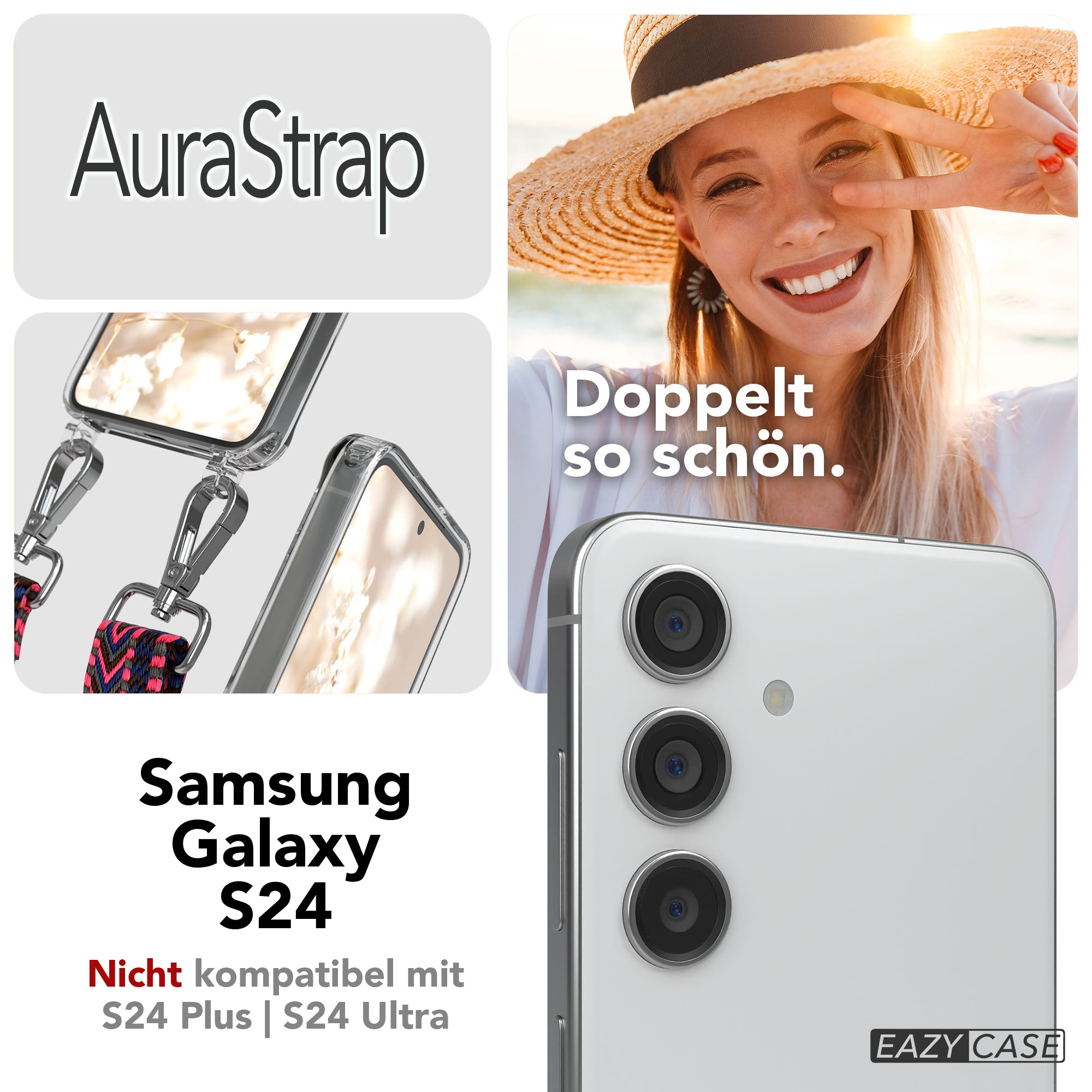 Samsung Galaxy S24 Handykette MagSafe mit verstellbarem Boho Band Set