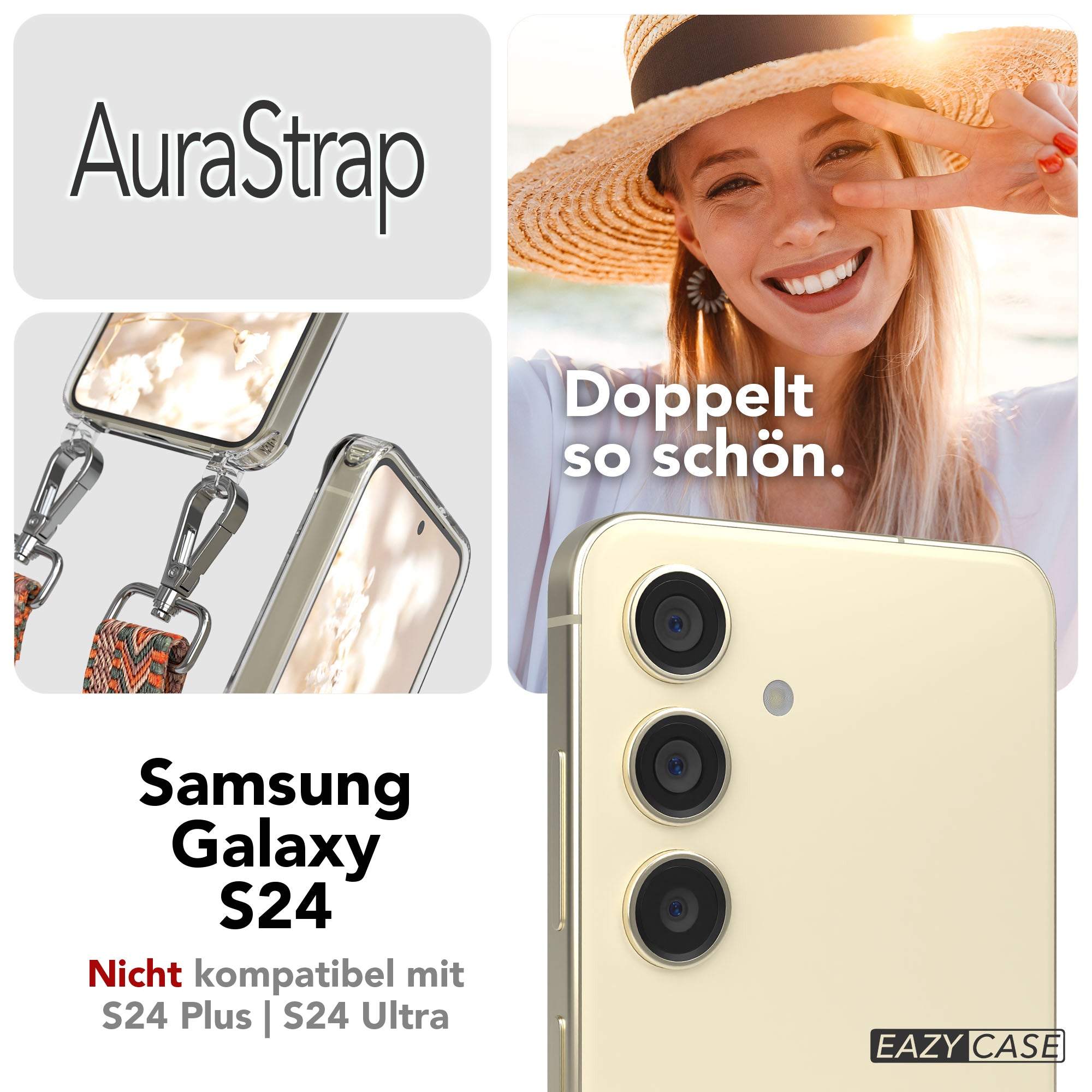 Samsung Galaxy S24 Handykette MagSafe mit verstellbarem Boho Band Set