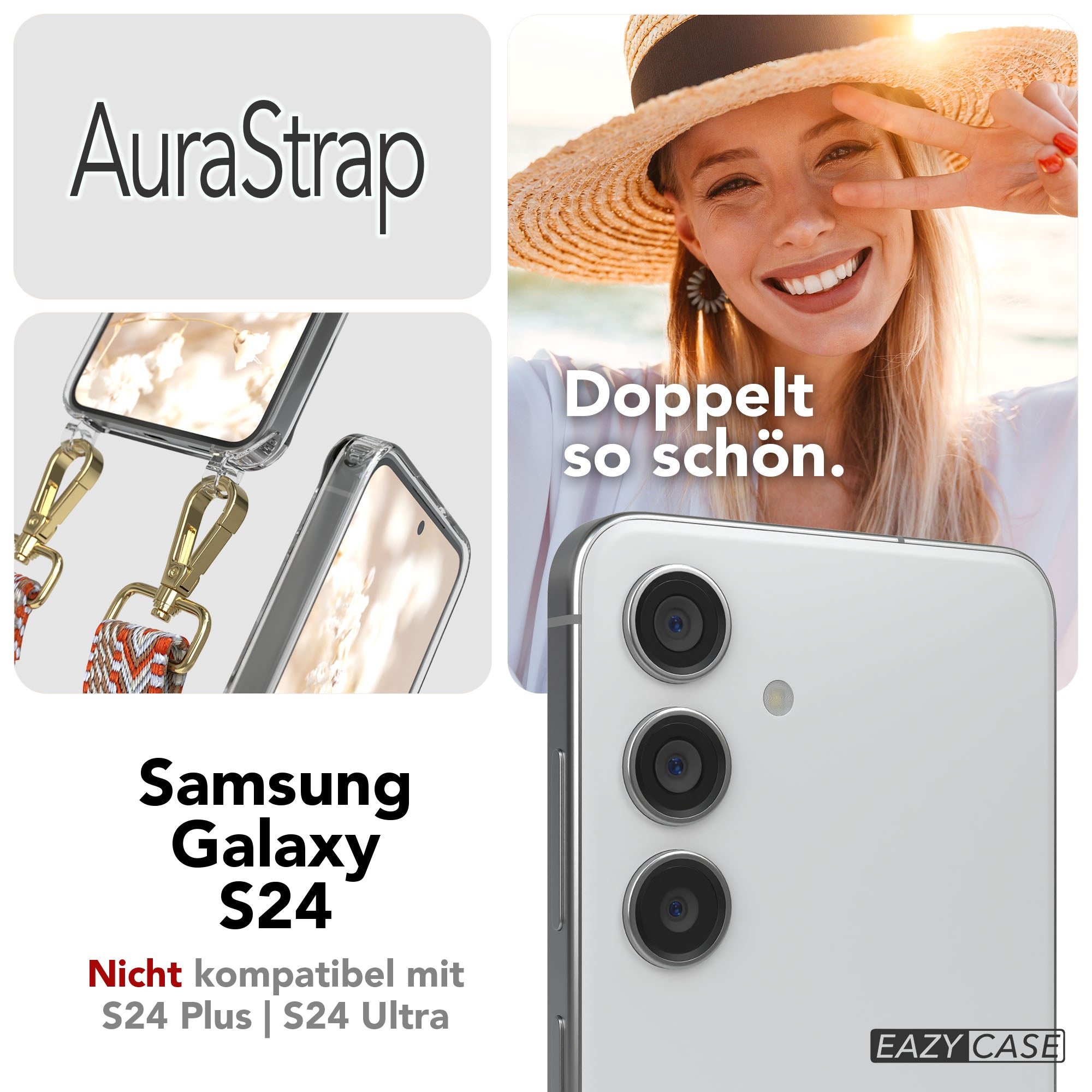 Samsung Galaxy S24 Handykette MagSafe mit verstellbarem Boho Band Set