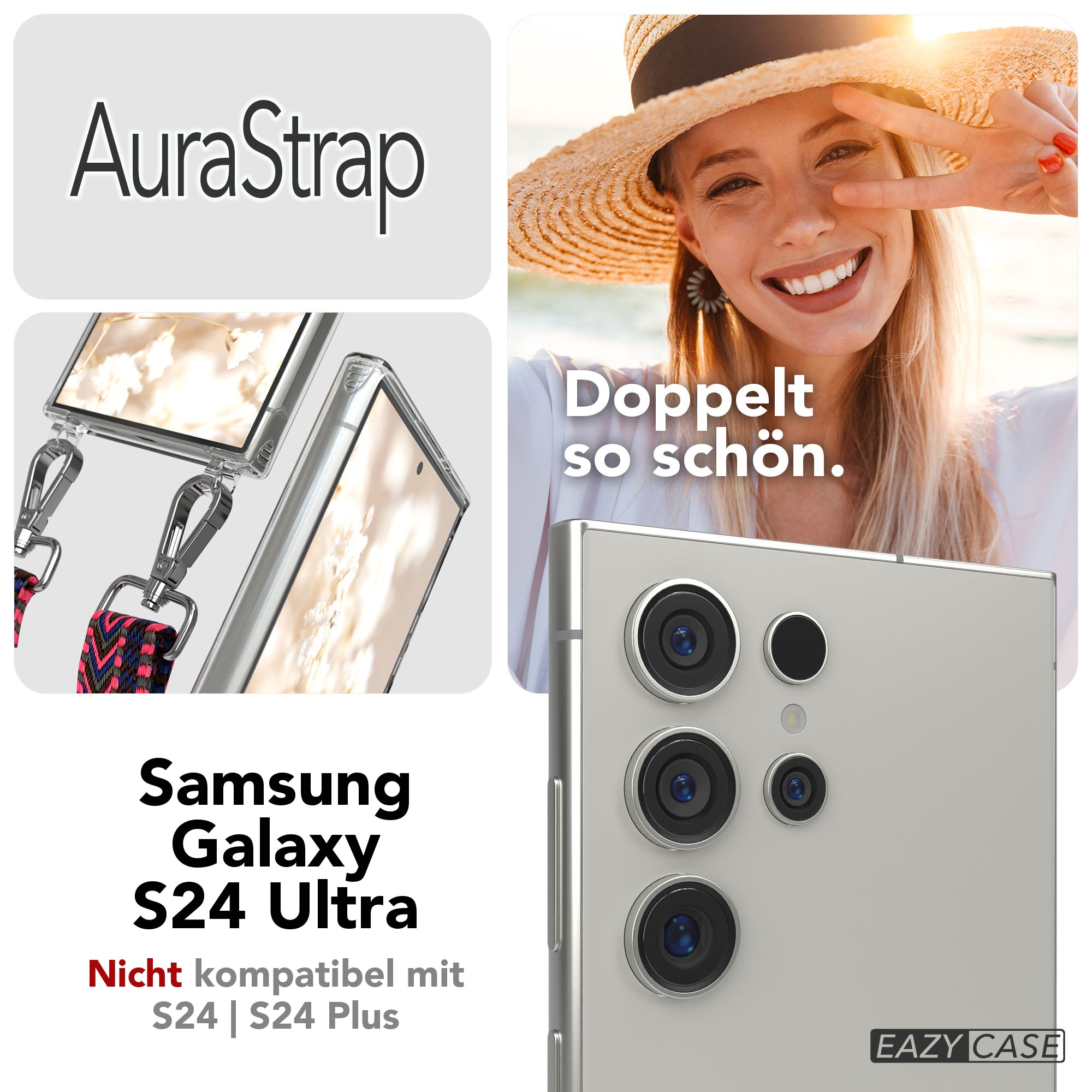 Samsung Galaxy S24 Ultra Handykette mit MagSafe Halterung und Boho Band