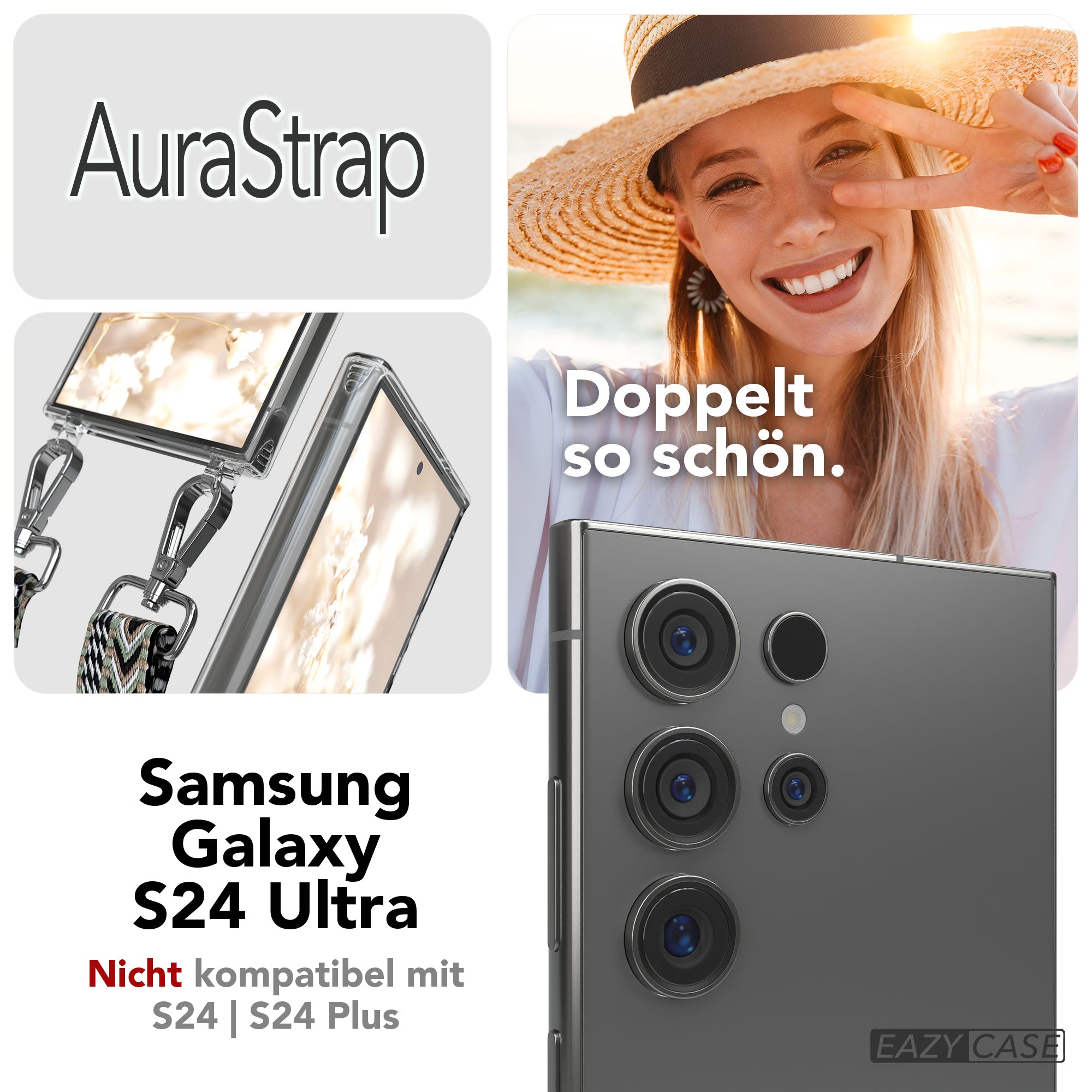 Samsung Galaxy S24 Ultra Handykette mit MagSafe Halterung und Boho Band