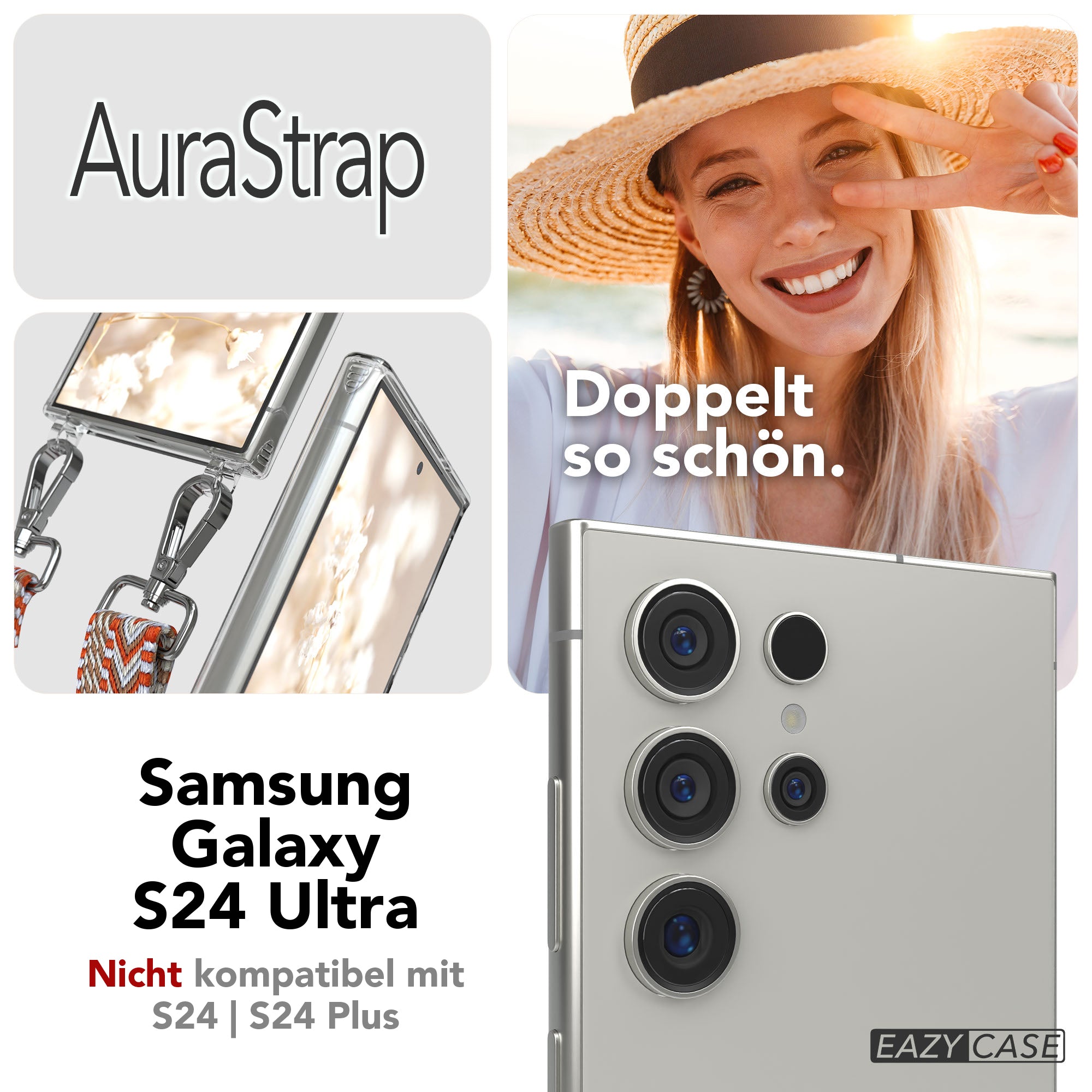 Samsung Galaxy S24 Ultra Handykette mit MagSafe Halterung und Boho Band
