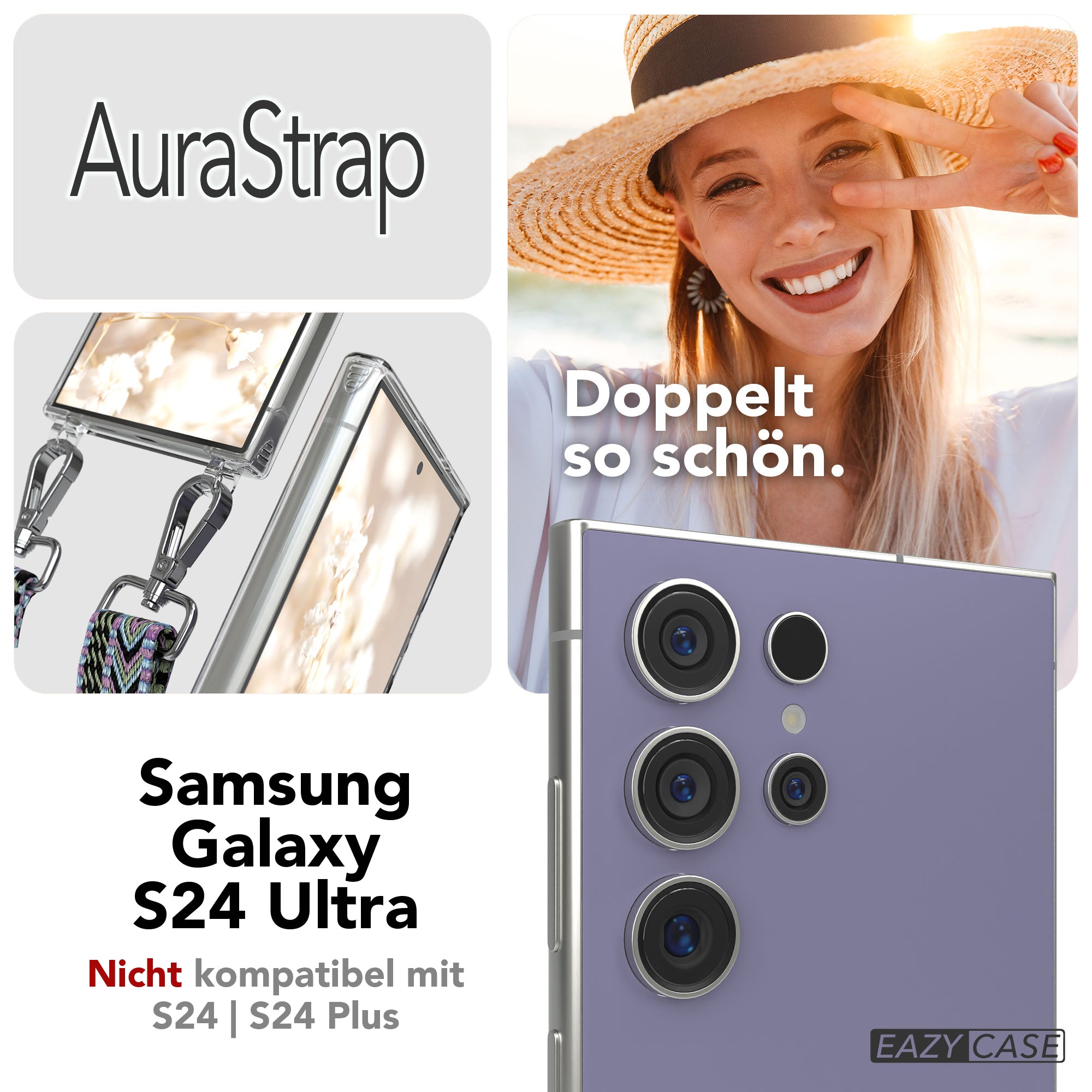 Samsung Galaxy S24 Ultra Handykette mit MagSafe Halterung und Boho Band