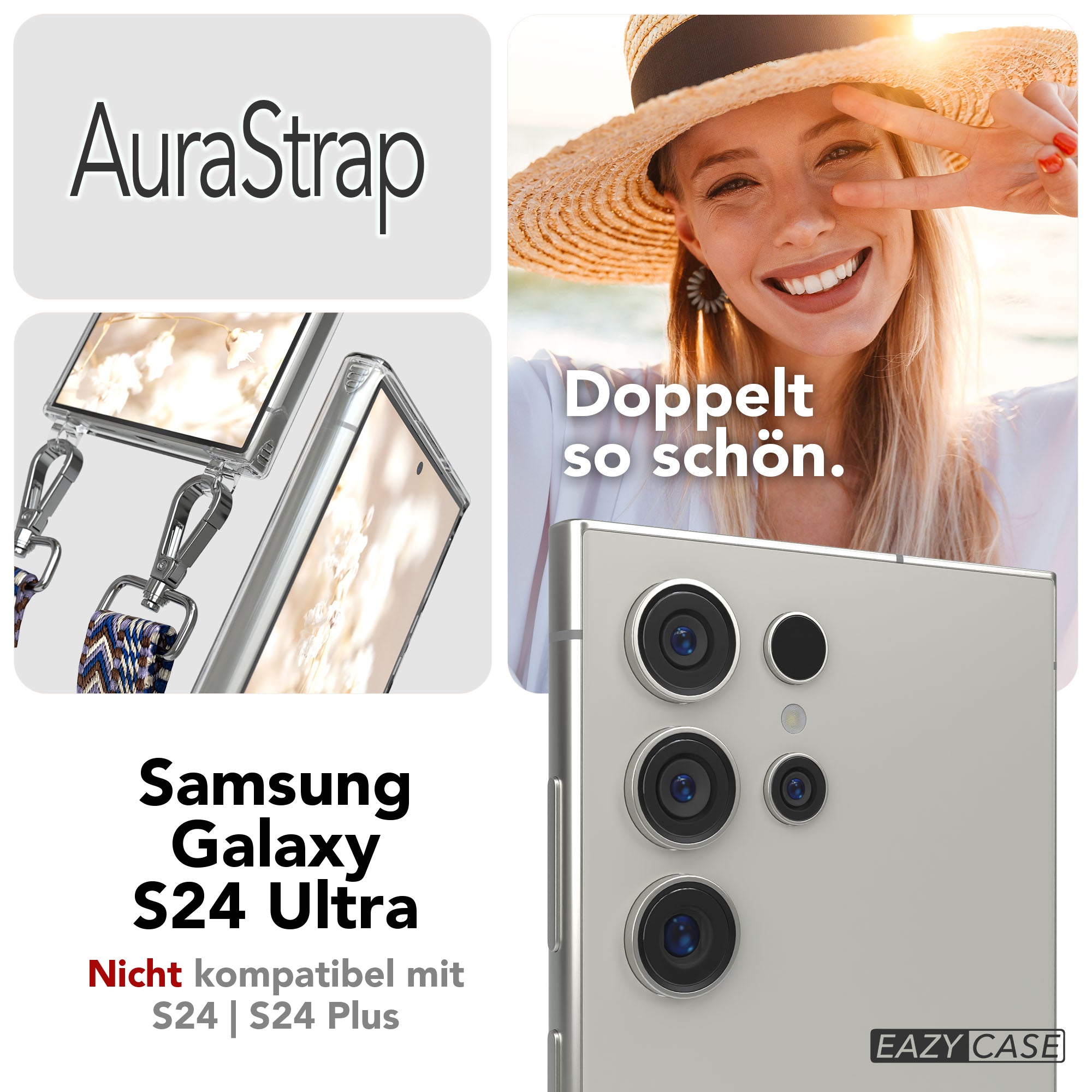 Samsung Galaxy S24 Ultra Handykette mit MagSafe Halterung und Boho Band