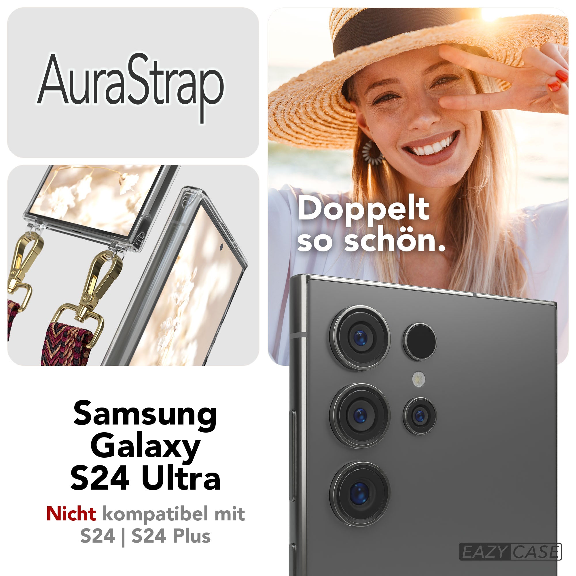 Samsung Galaxy S24 Ultra Handykette mit MagSafe Halterung und Boho Band
