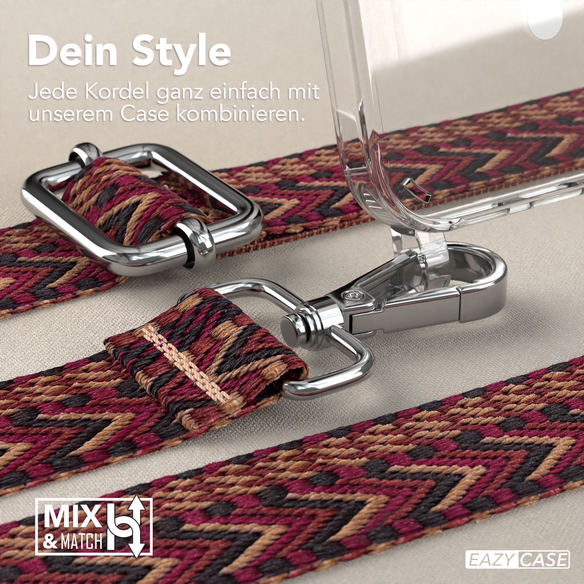 iPhone 16 MagSafe Handykette mit verstellbarem Boho Trageriemen von EAZY CASE