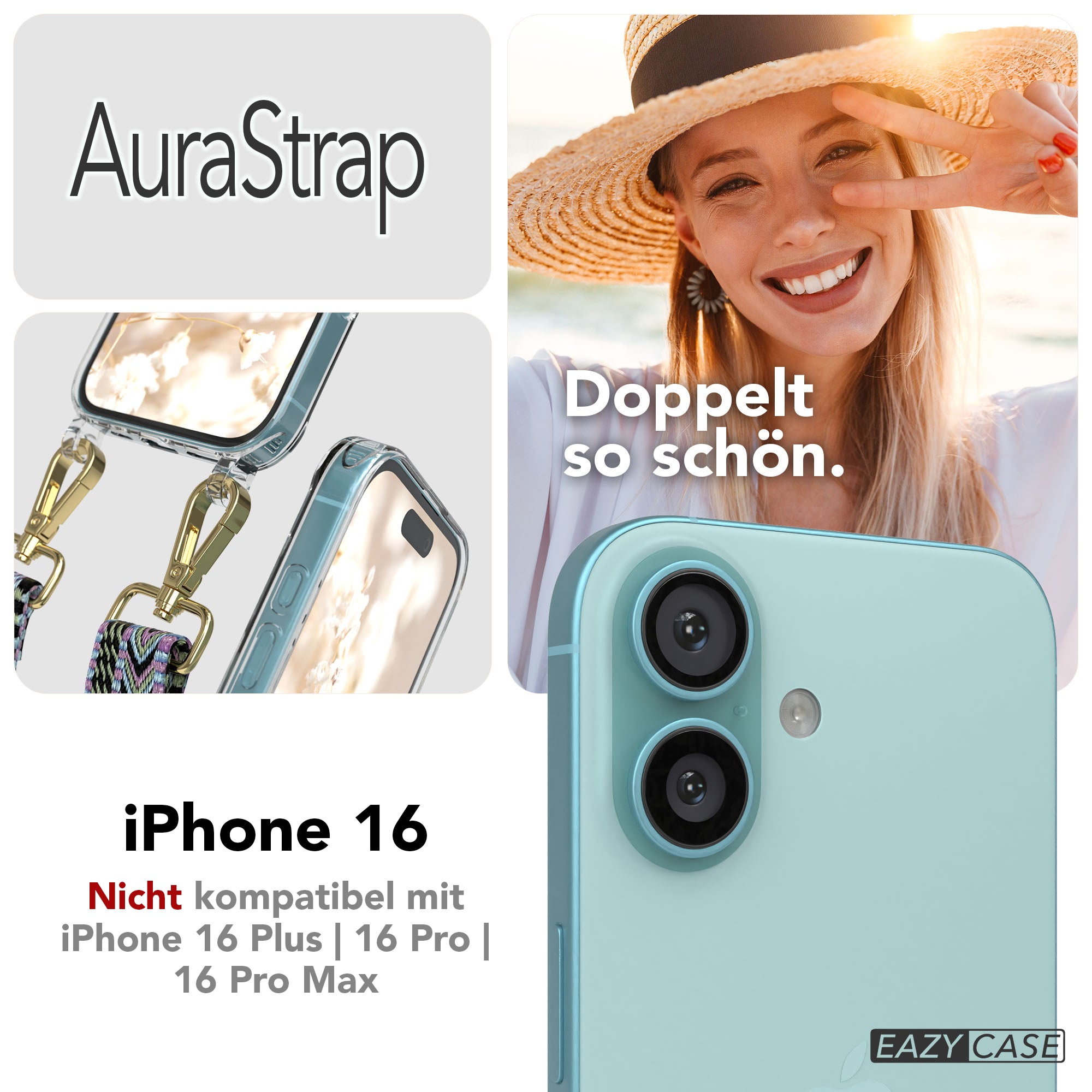 iPhone 16 MagSafe Handykette mit verstellbarem Boho Trageriemen von EAZY CASE