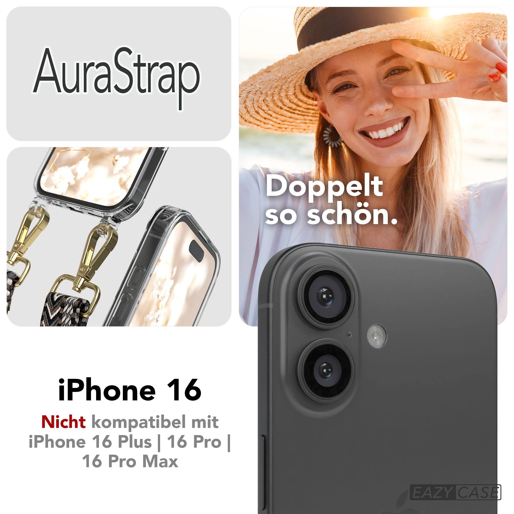 iPhone 16 MagSafe Handykette mit verstellbarem Boho Trageriemen von EAZY CASE