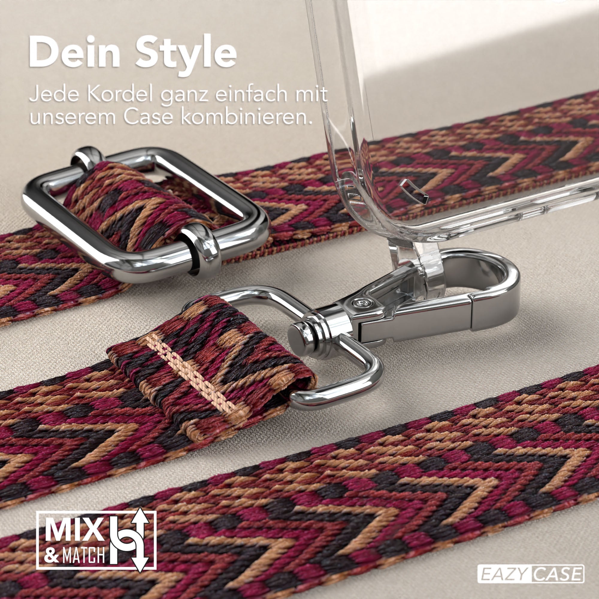 iPhone 16 Plus MagSafe Handykette mit Boho Band Set EAZY CASE