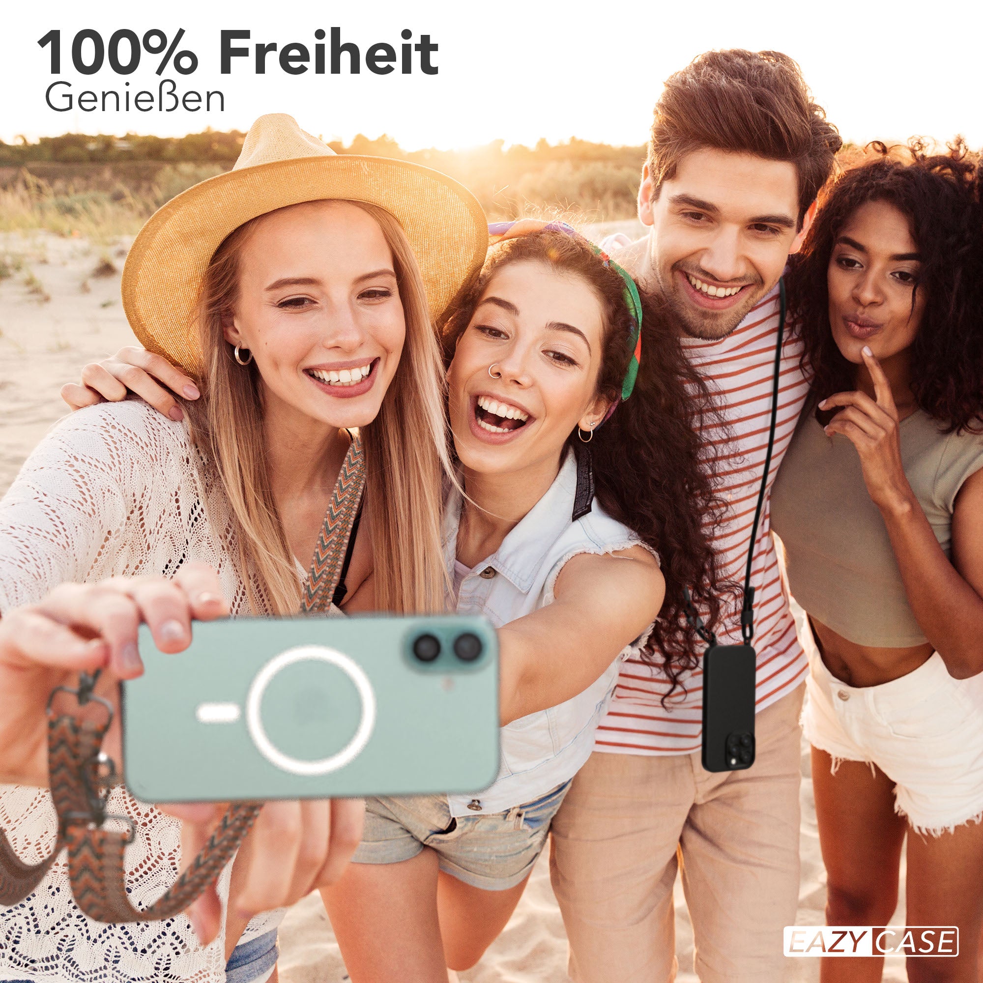 iPhone 16 Plus MagSafe Handykette mit Boho Band Set EAZY CASE