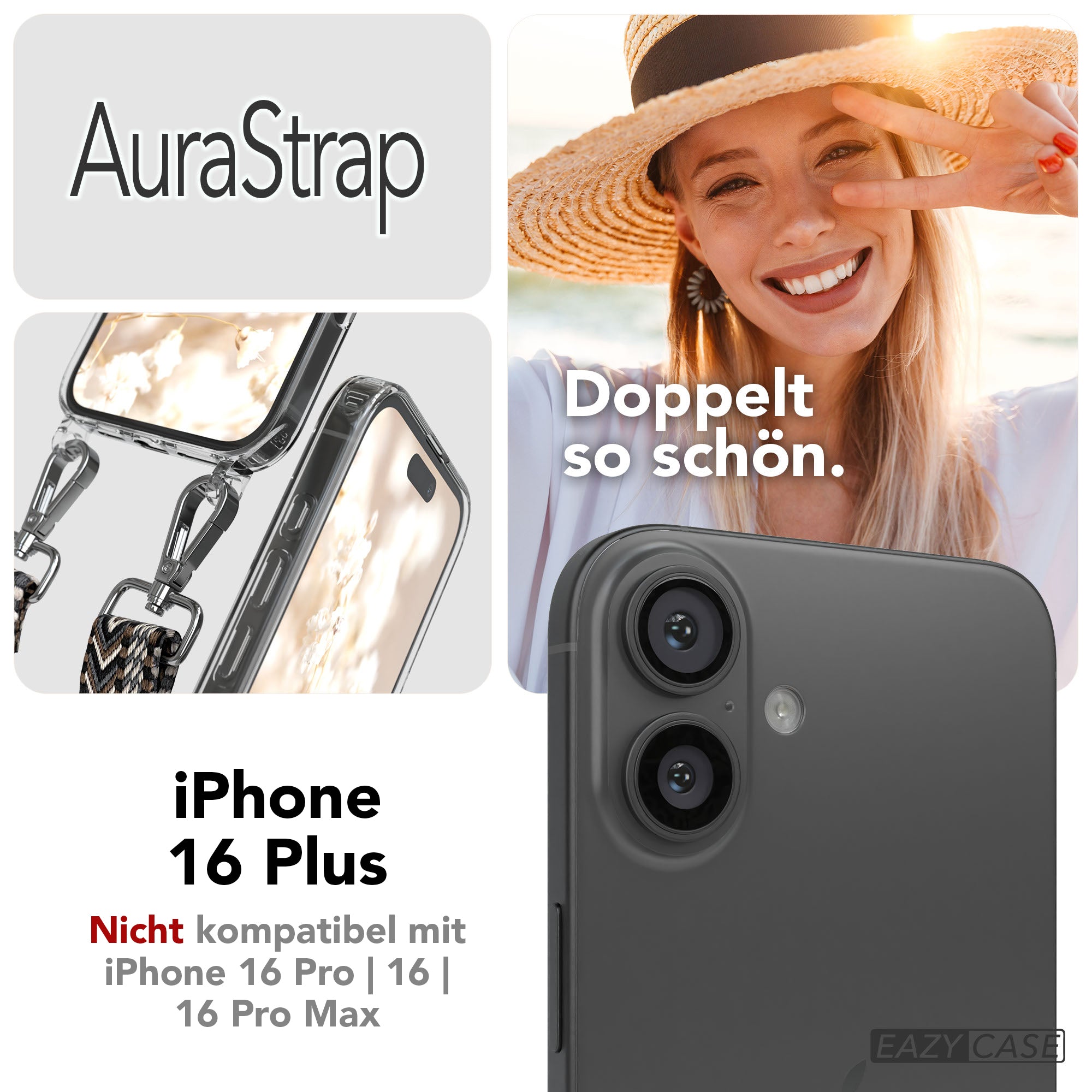iPhone 16 Plus MagSafe Handykette mit Boho Band Set EAZY CASE