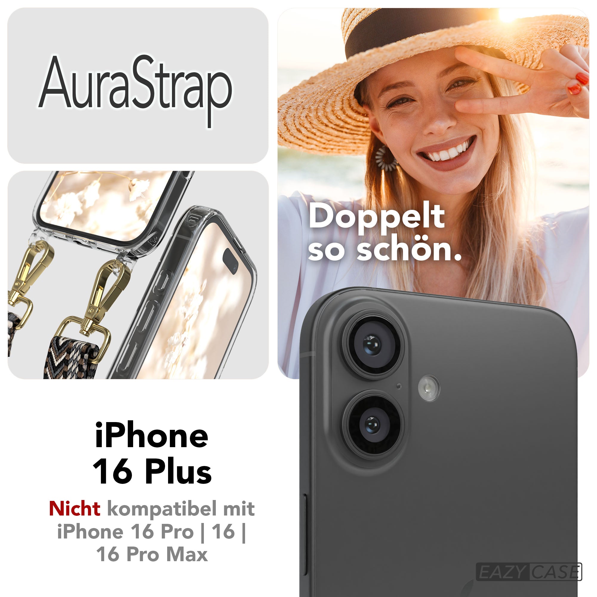 iPhone 16 Plus MagSafe Handykette mit Boho Band Set EAZY CASE