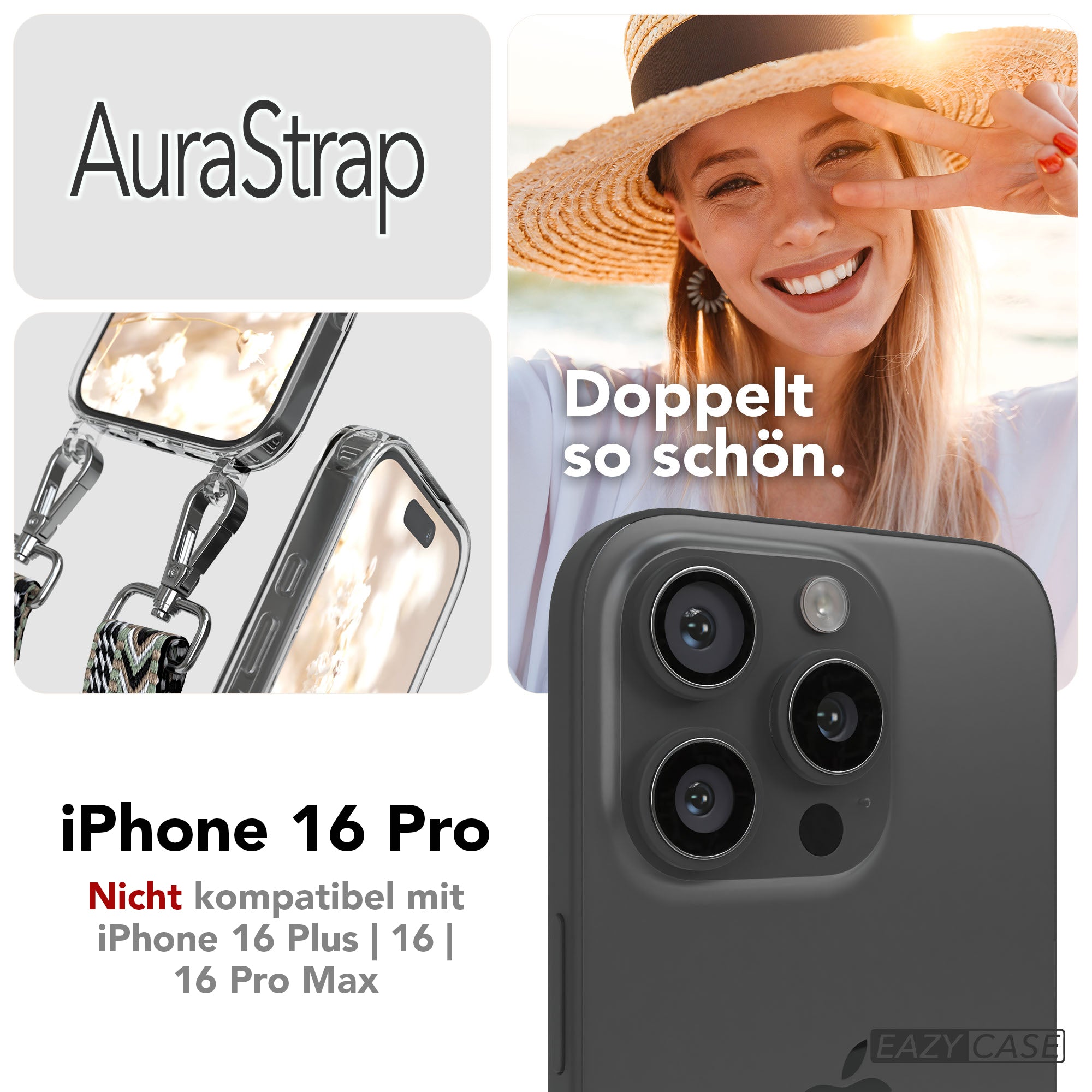 iPhone 16 Pro MagSafe Handykette mit Boho Band verstellbar