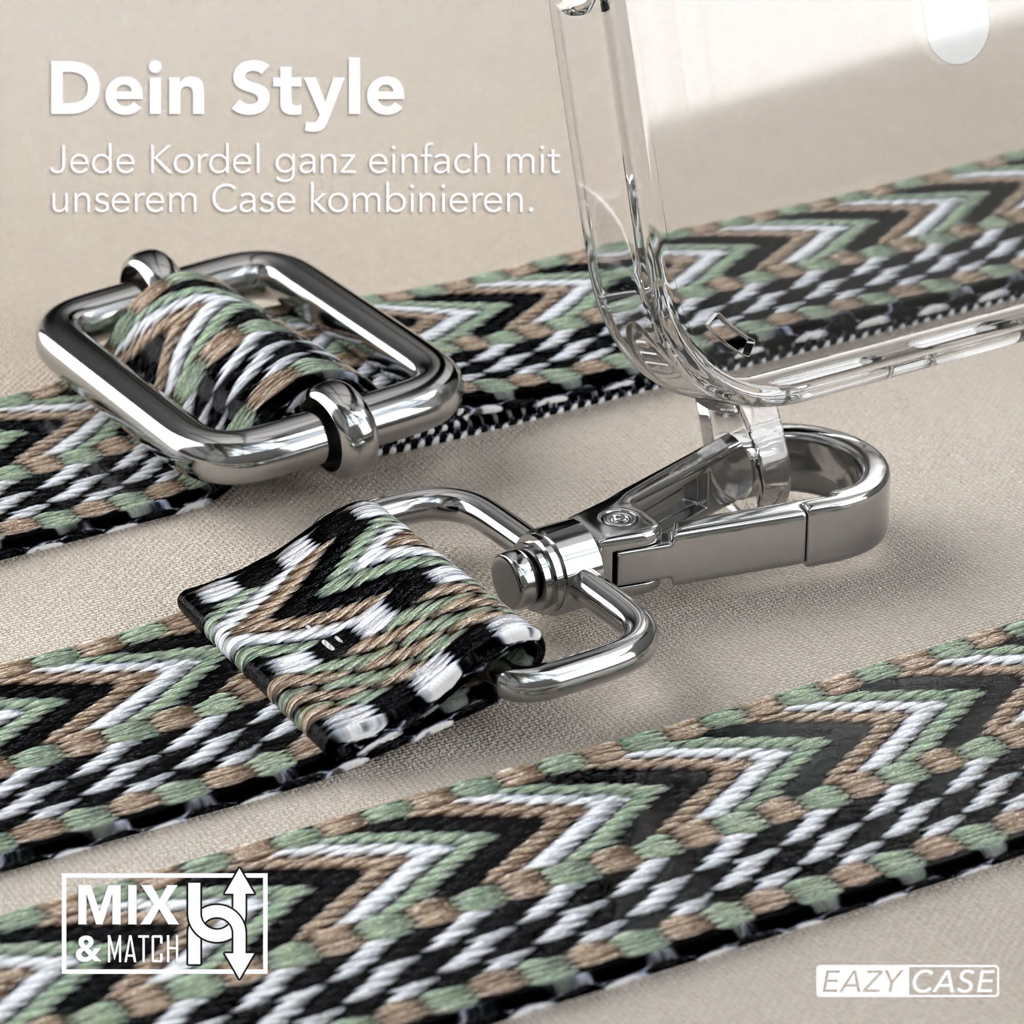 iPhone 16 Pro MagSafe Handykette mit Boho Band verstellbar