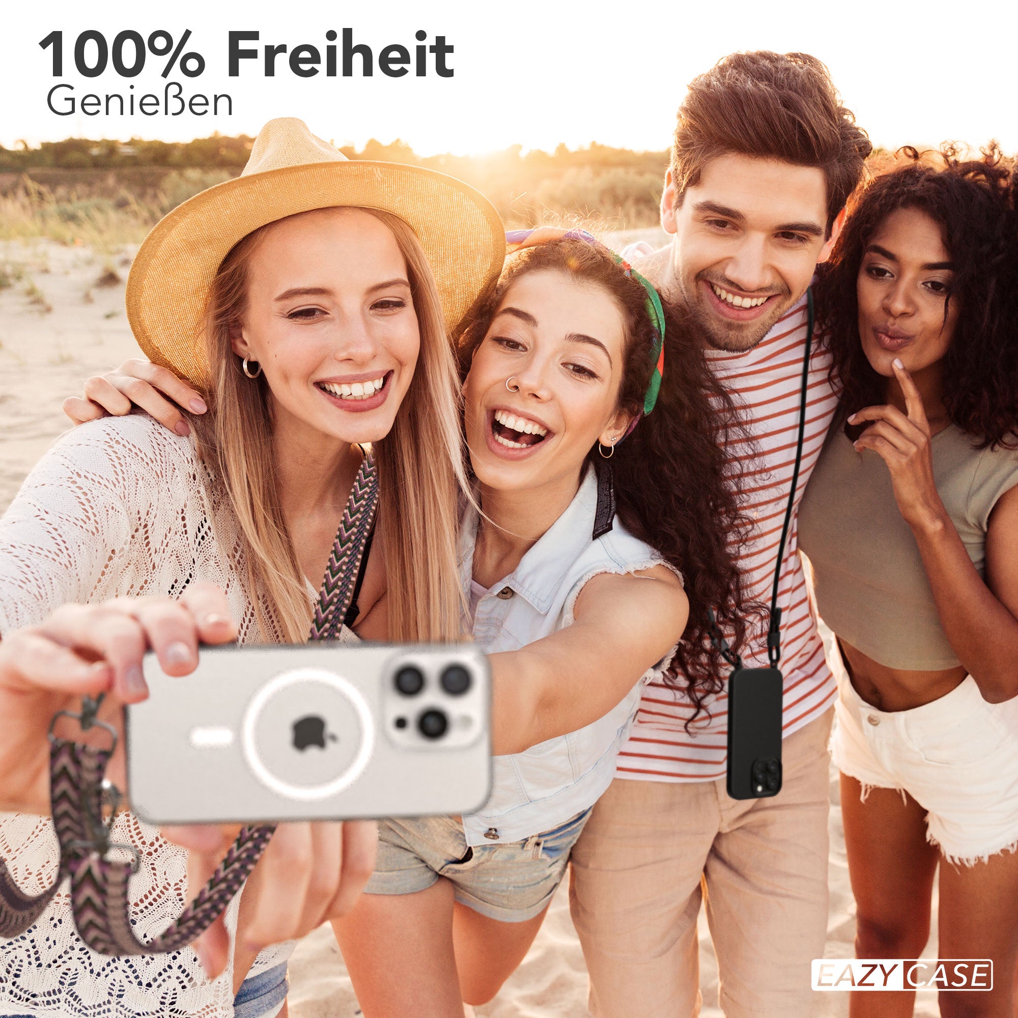 iPhone 16 Pro MagSafe Handykette mit Boho Band verstellbar