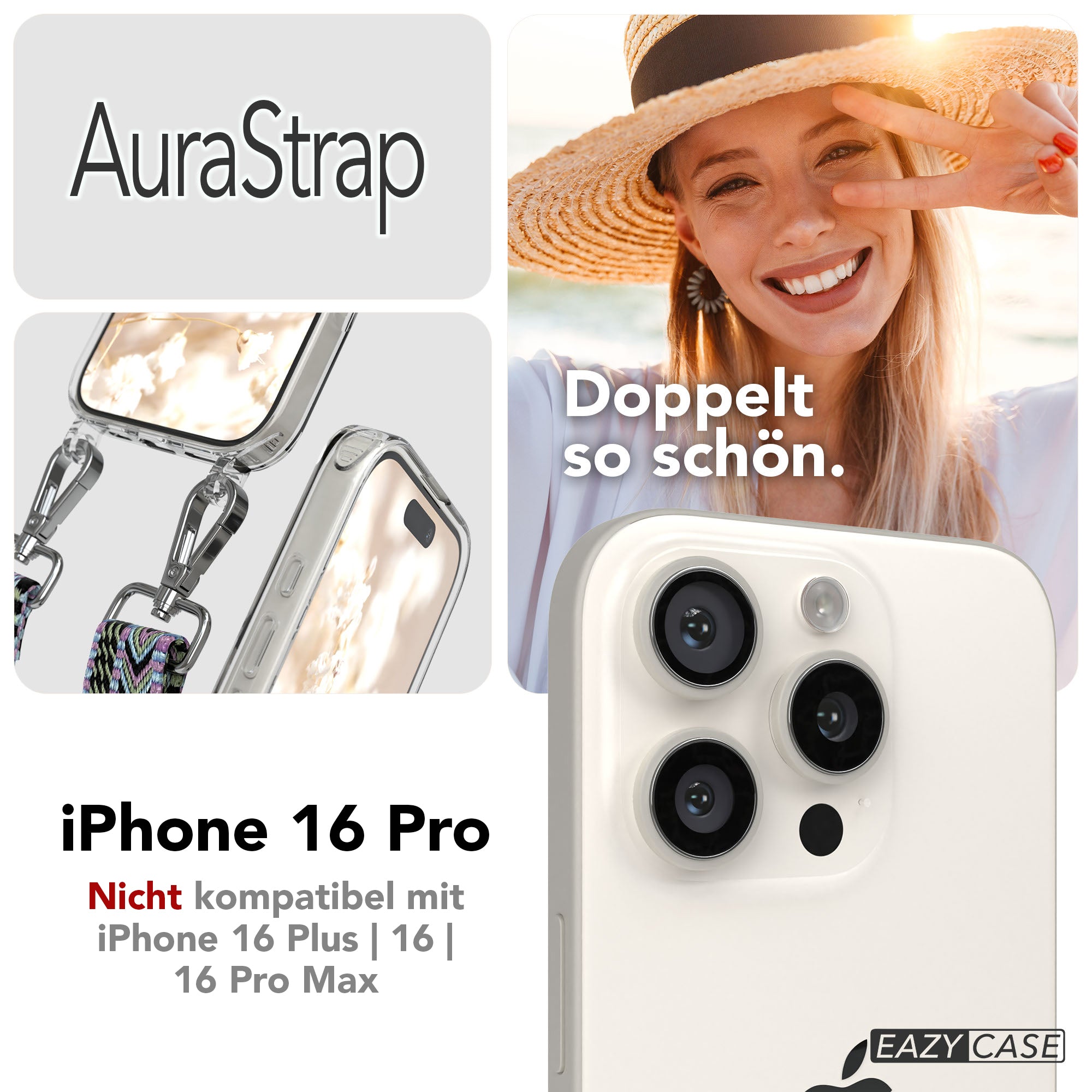 iPhone 16 Pro MagSafe Handykette mit Boho Band verstellbar