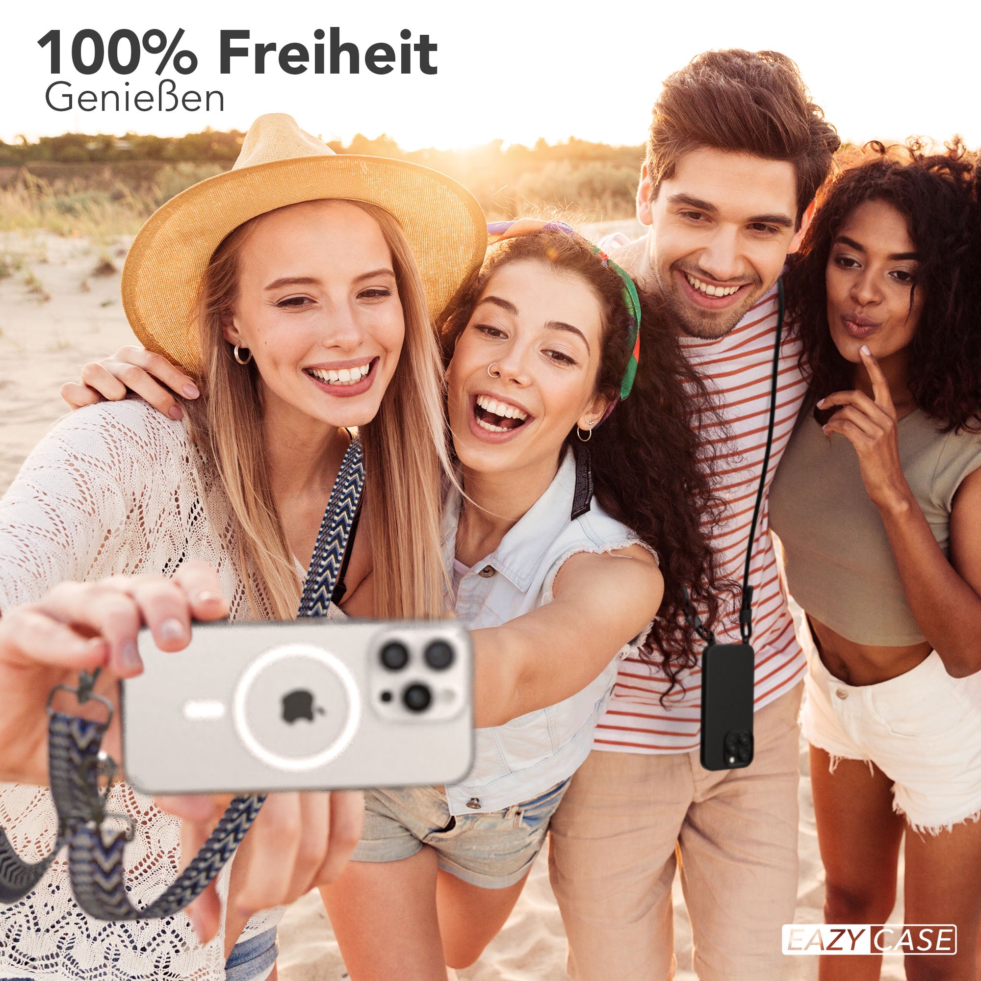 iPhone 16 Pro MagSafe Handykette mit Boho Band verstellbar
