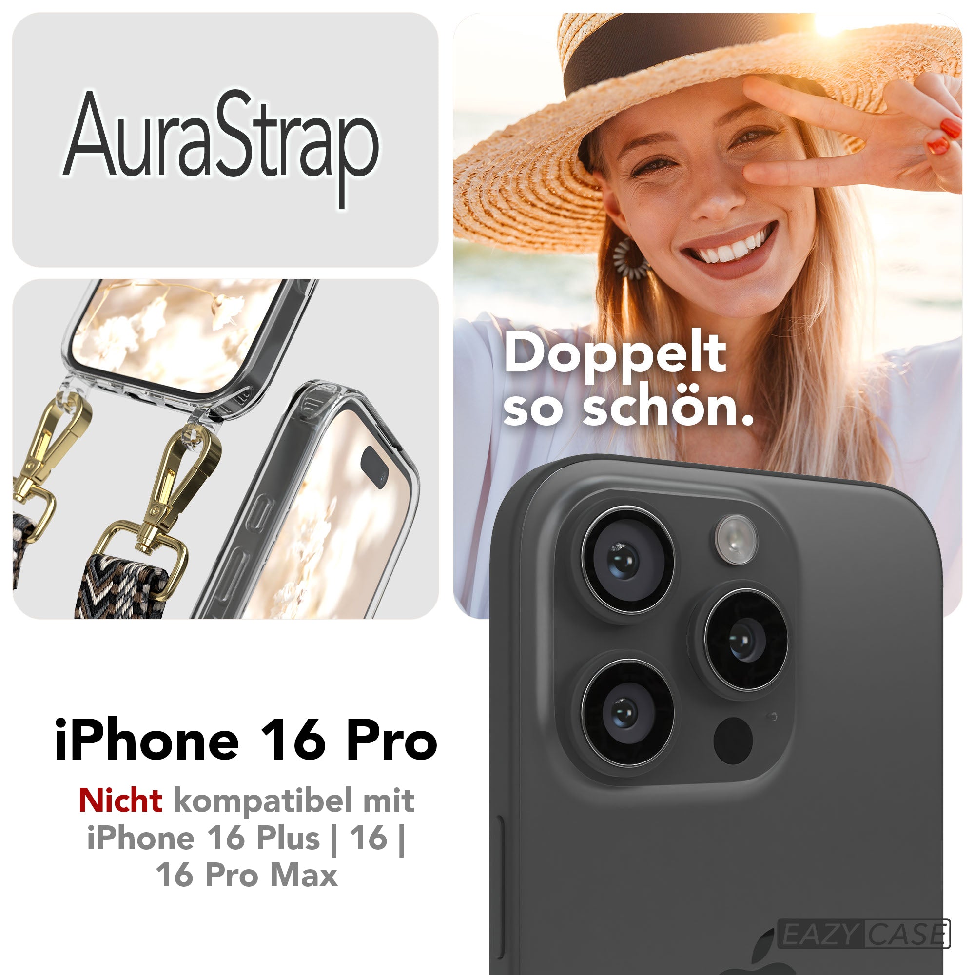 iPhone 16 Pro MagSafe Handykette mit Boho Band verstellbar