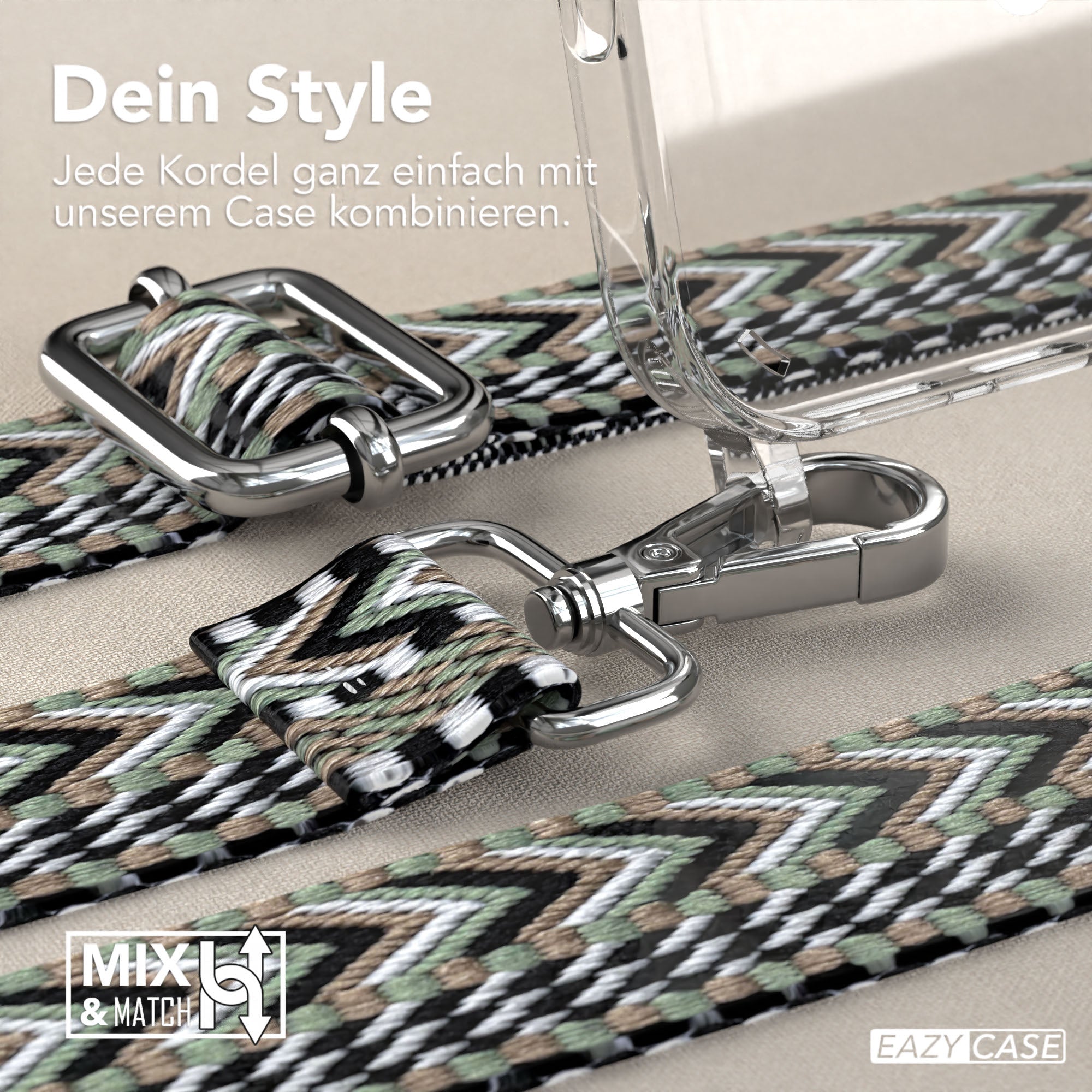 iPhone 16 Pro Max Handykette mit MagSafe Boho Band verstellbar
