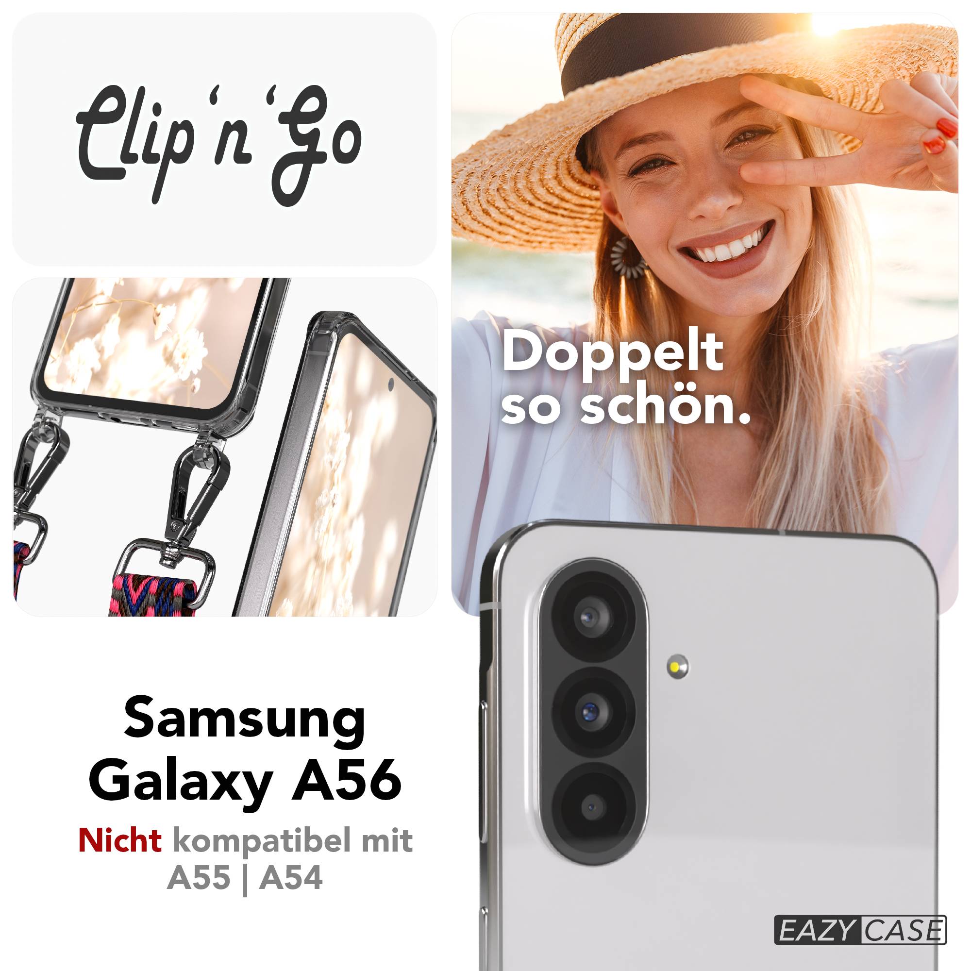 Samsung Galaxy A56 Handykette mit MagSafe Hülle und verstellbarem Boho Trageriemen