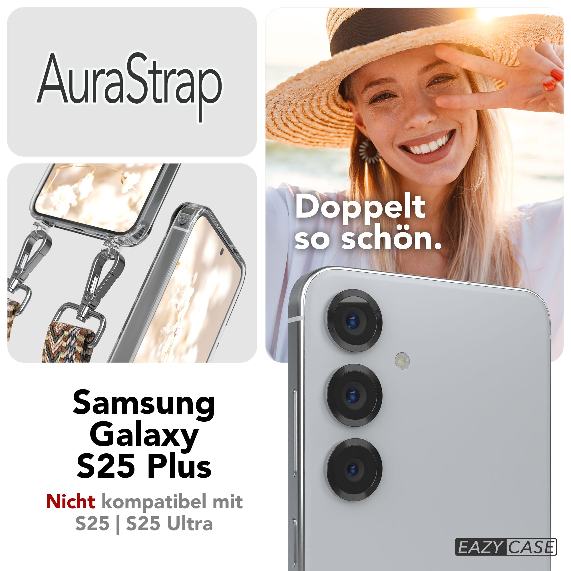 Samsung Galaxy S25 Plus MagSafe Handykette mit verstellbarem Boho Band Set