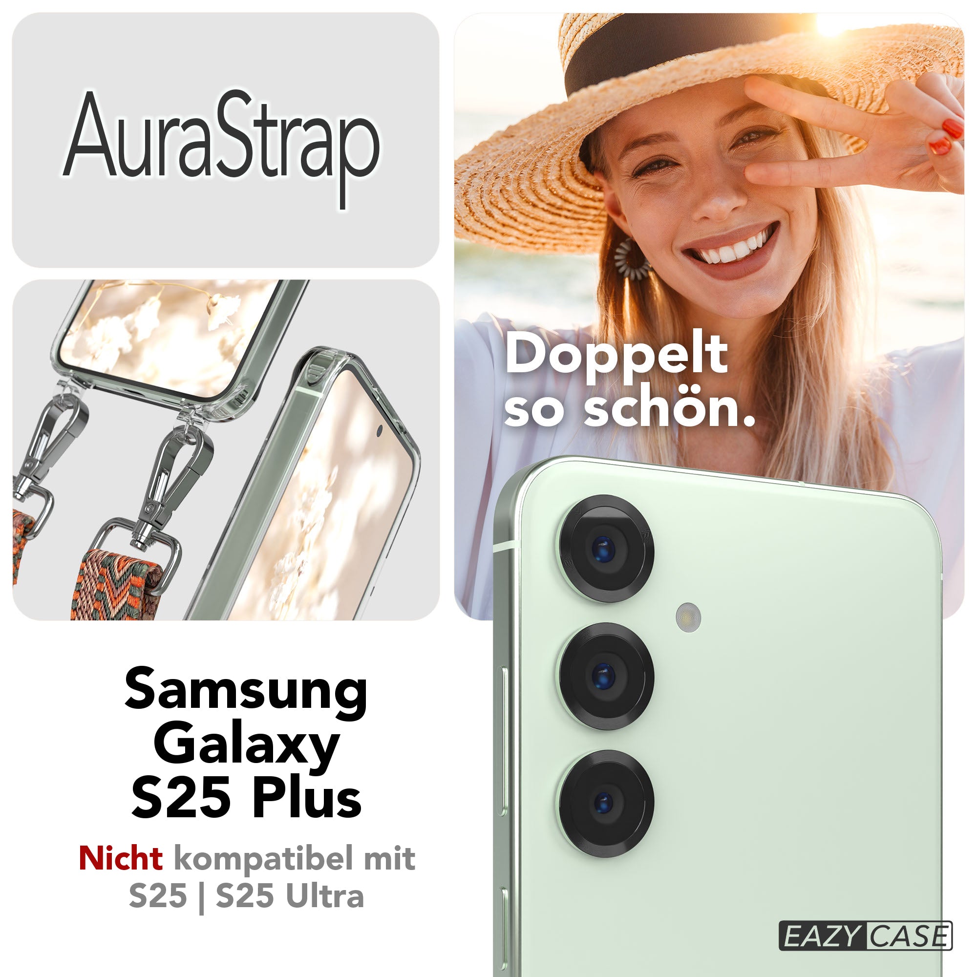 Samsung Galaxy S25 Plus MagSafe Handykette mit verstellbarem Boho Band Set