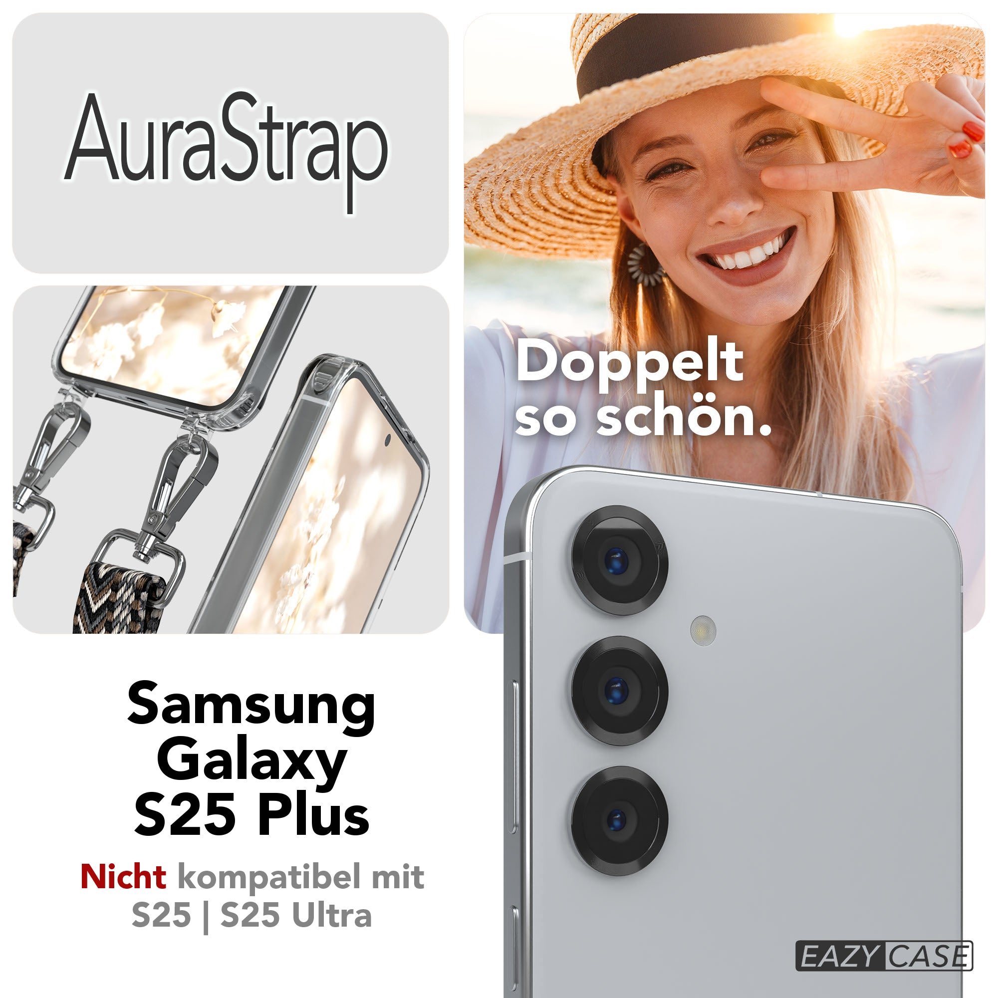 Samsung Galaxy S25 Plus MagSafe Handykette mit verstellbarem Boho Band Set