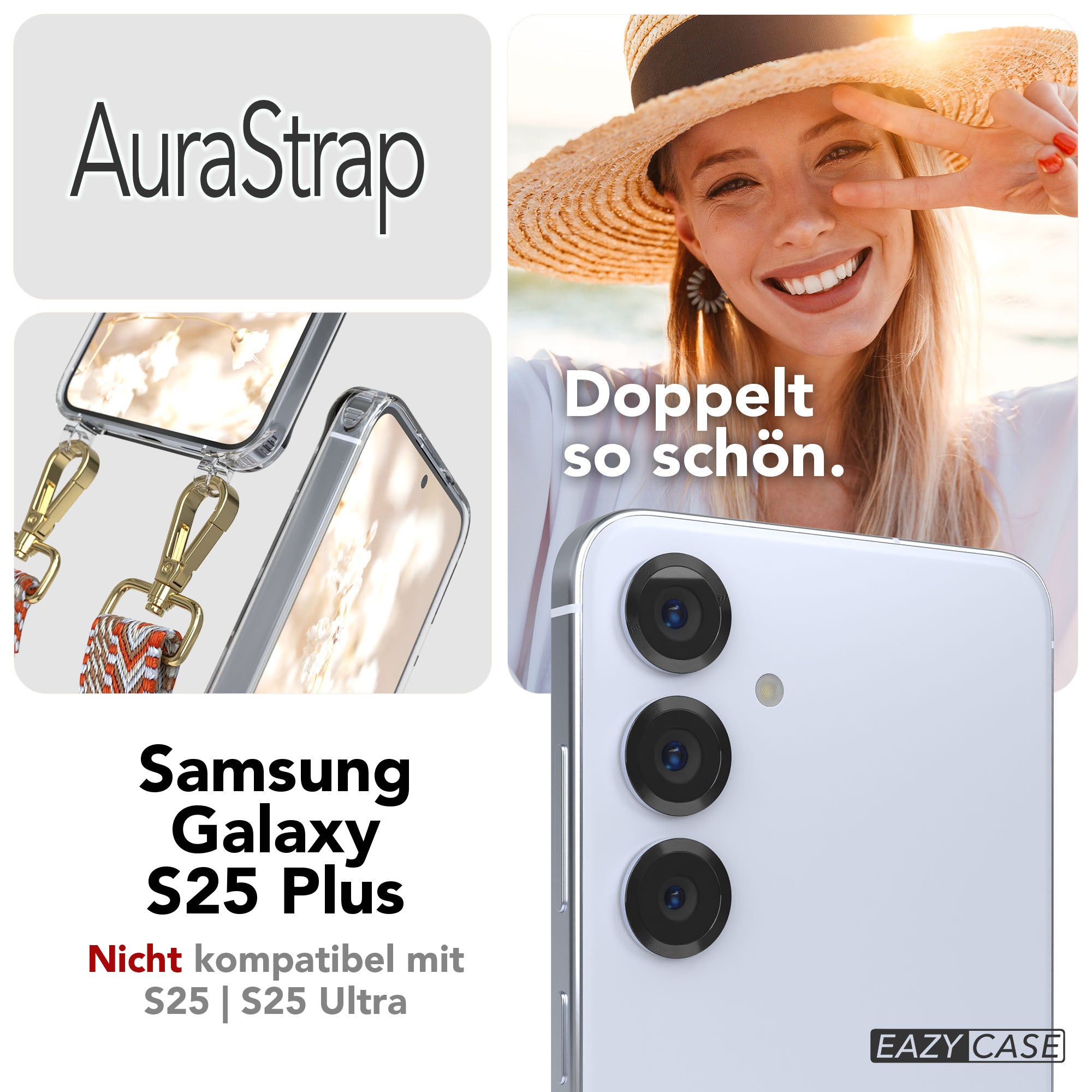 Samsung Galaxy S25 Plus MagSafe Handykette mit verstellbarem Boho Band Set