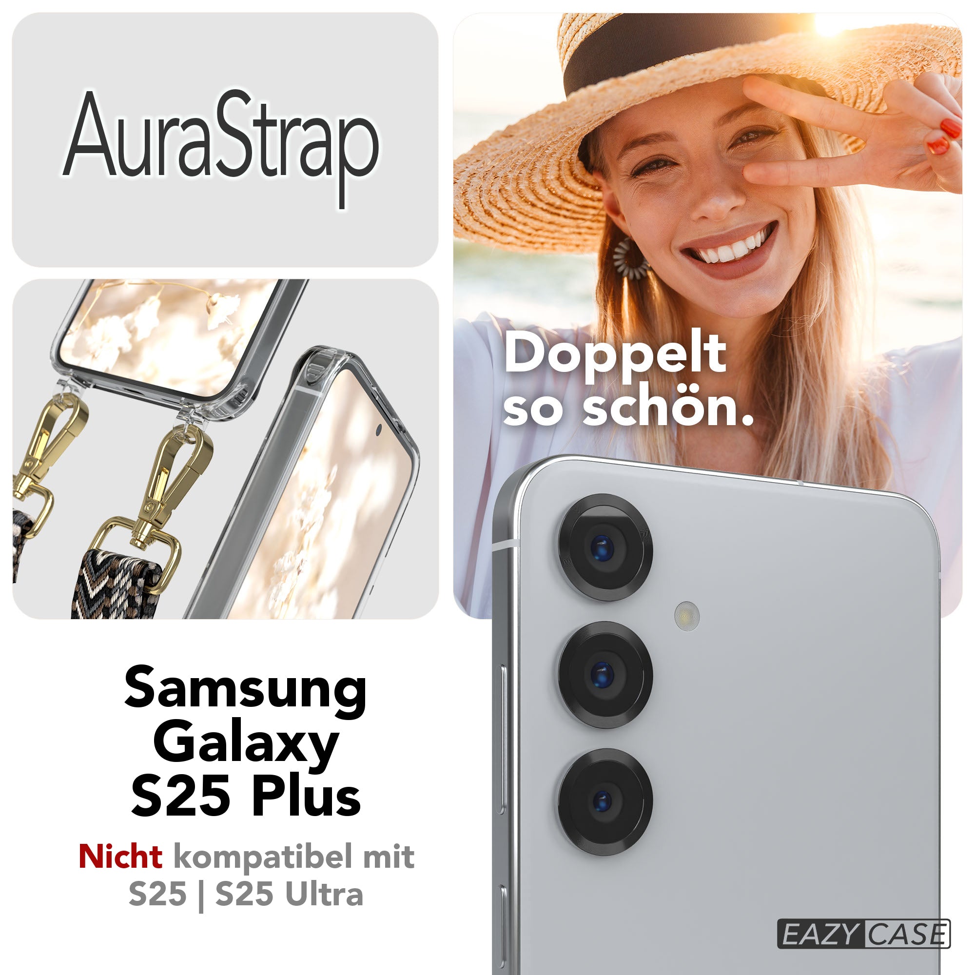 Samsung Galaxy S25 Plus MagSafe Handykette mit verstellbarem Boho Band Set