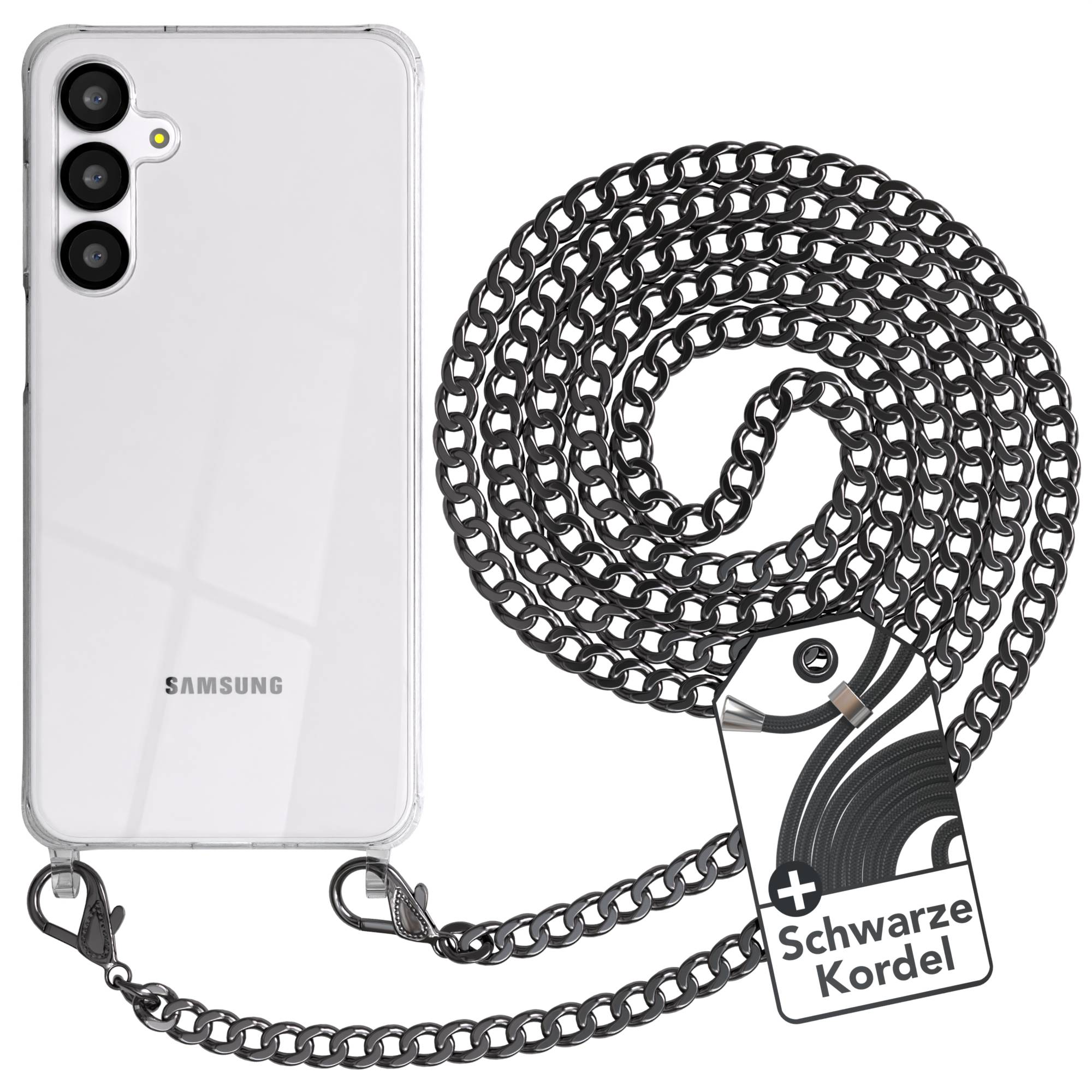 Galaxy A-6 Serie Hülle mit Metallkette + Schwarze Kordel