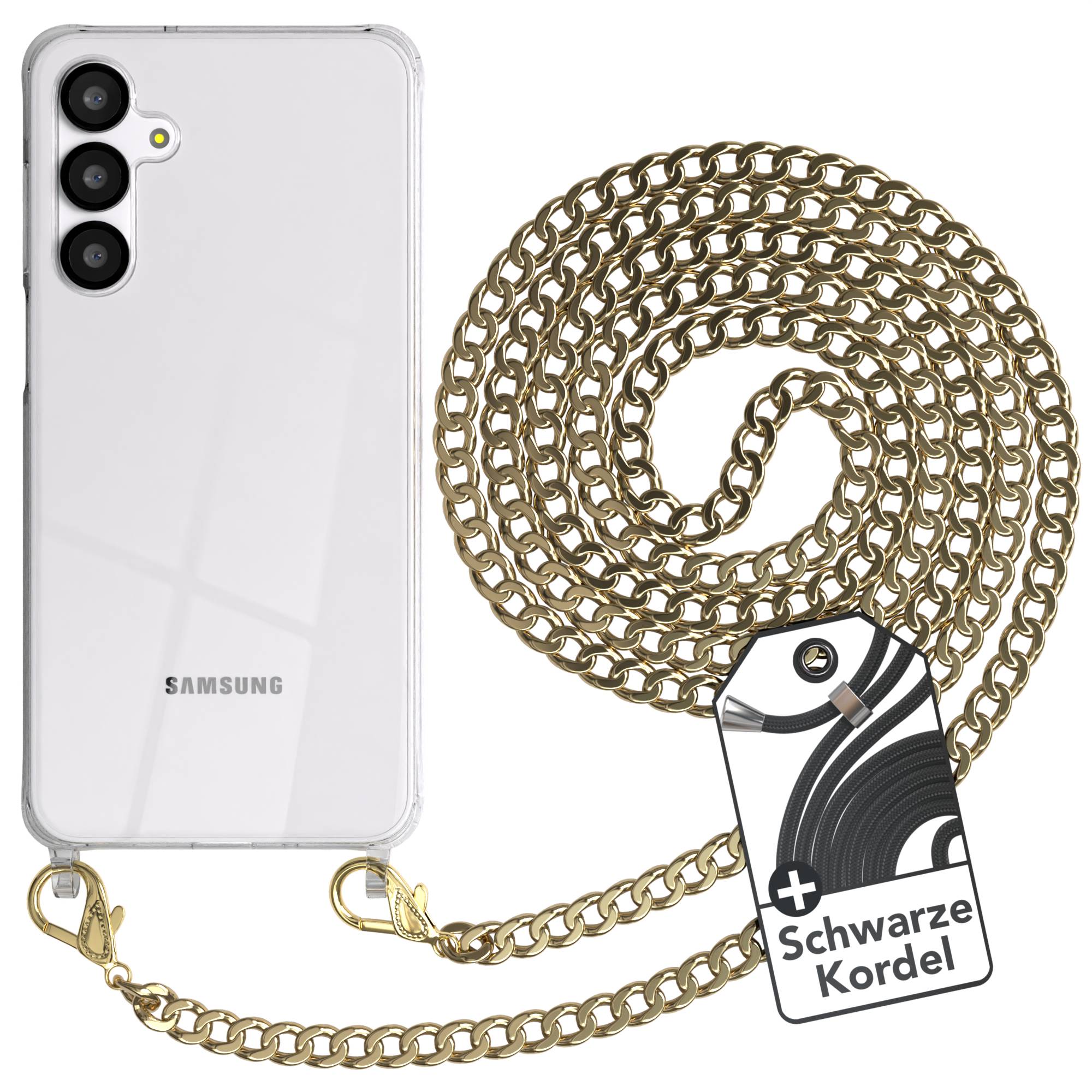 Galaxy A-6 Serie Hülle mit Metallkette + Schwarze Kordel
