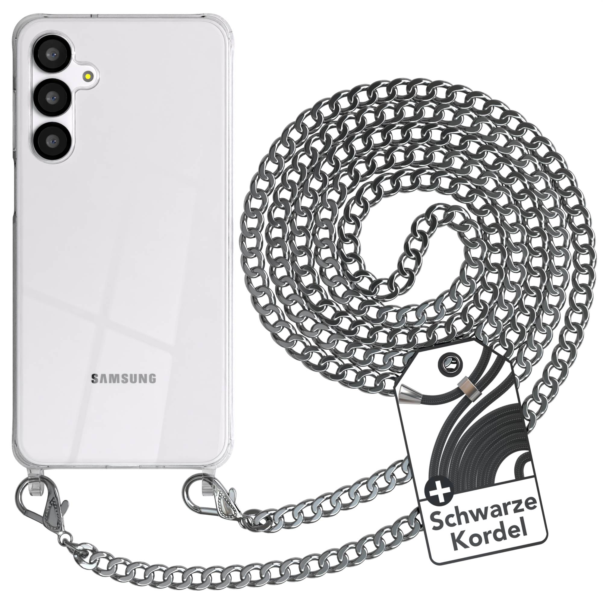 Galaxy A-6 Serie Hülle mit Metallkette + Schwarze Kordel