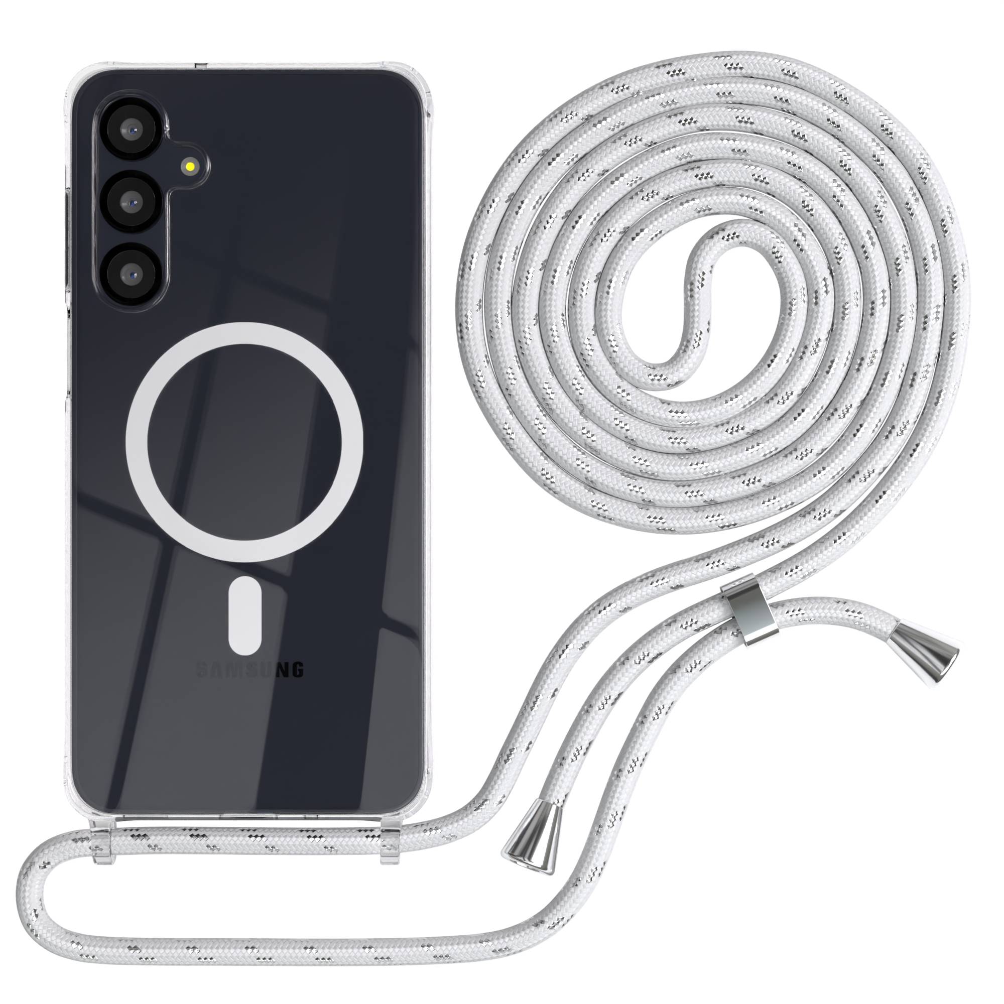 Galaxy A-6 Serie transparente Hülle + Kordel mit MagSafe