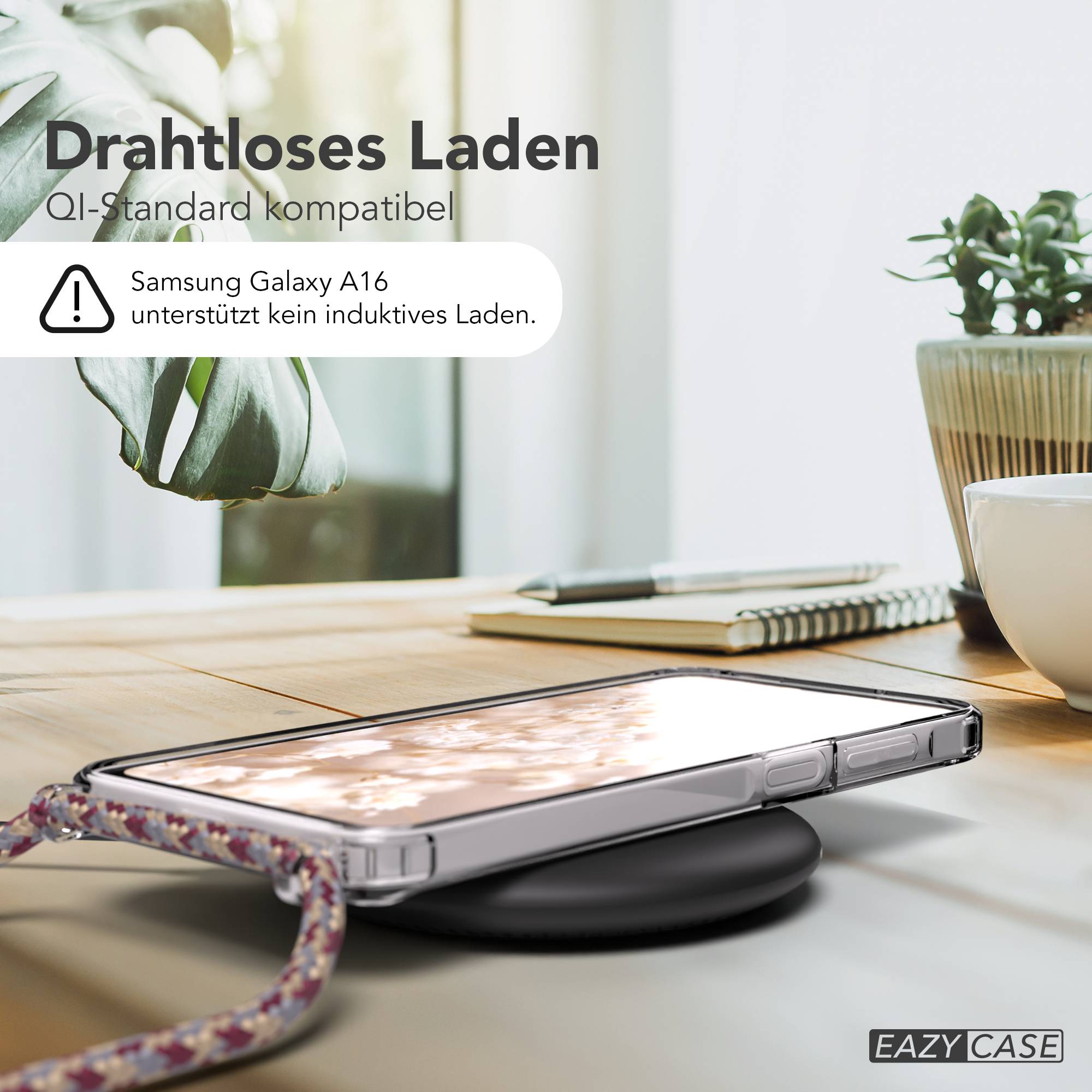 Galaxy A16 transparente Hülle + Kordel mit MagSafe