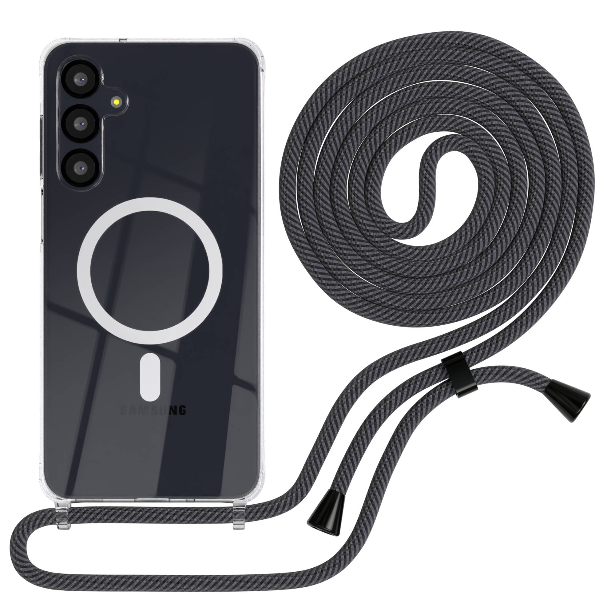 Galaxy A-6 Serie transparente Hülle + Kordel mit MagSafe