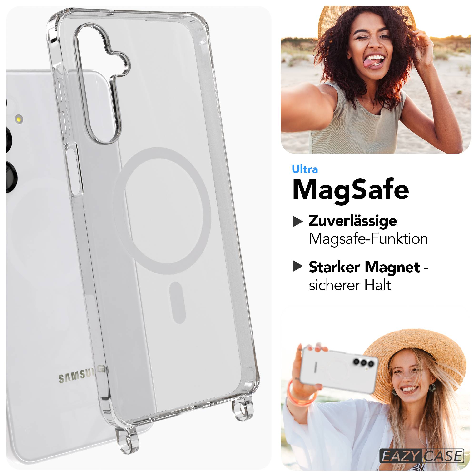 Galaxy A16 Hülle mit Metallkette + Schwarze Kordel mit MagSafe