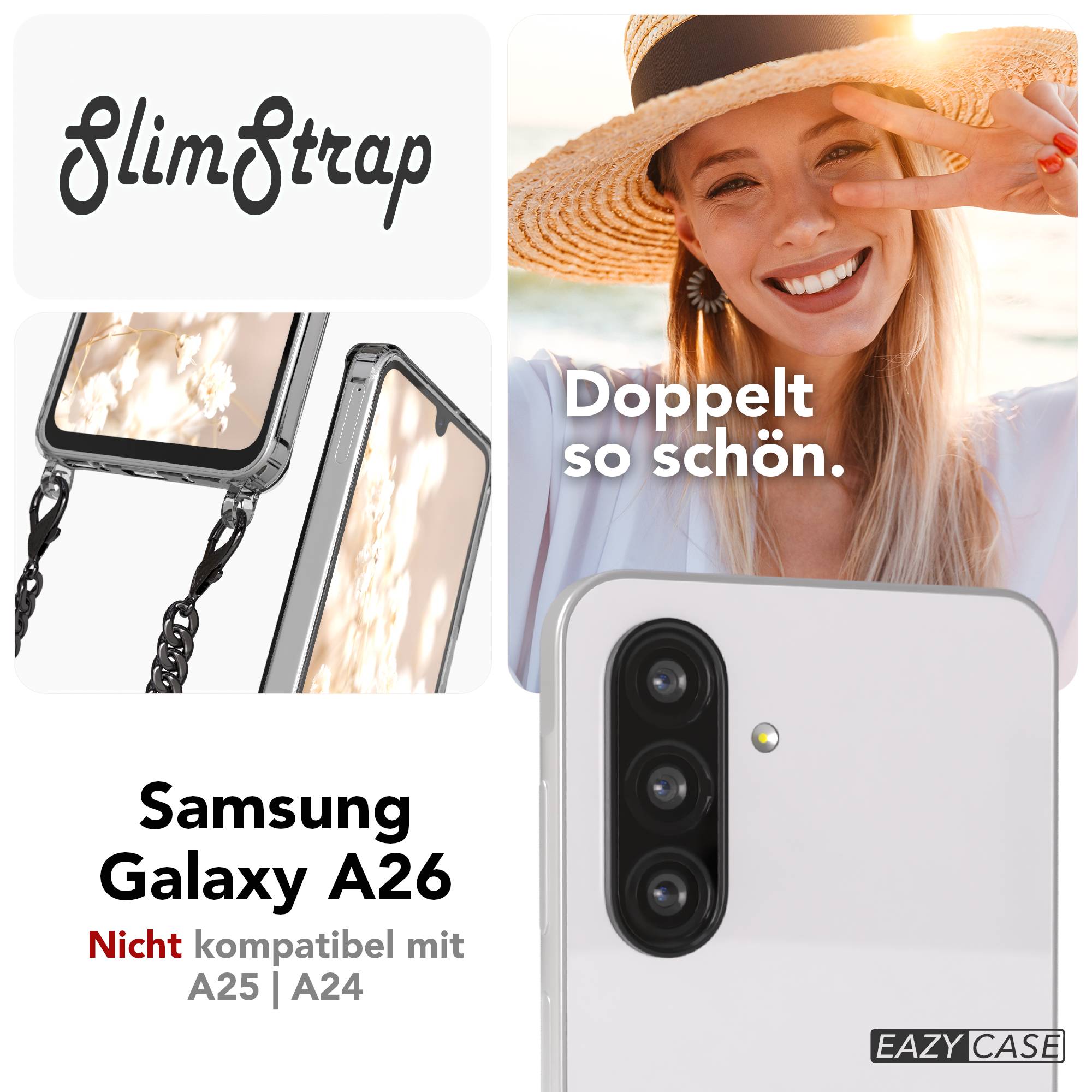 Galaxy A26 Hülle mit Metallkette + Schwarze Kordel