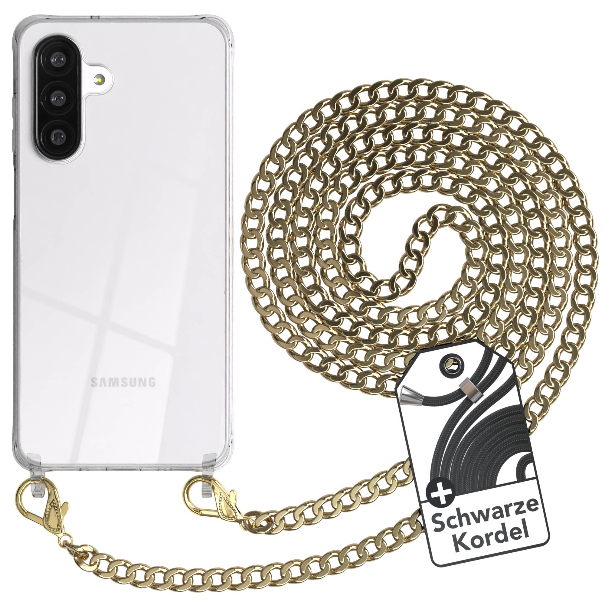Galaxy A26 Hülle mit Metallkette + Schwarze Kordel