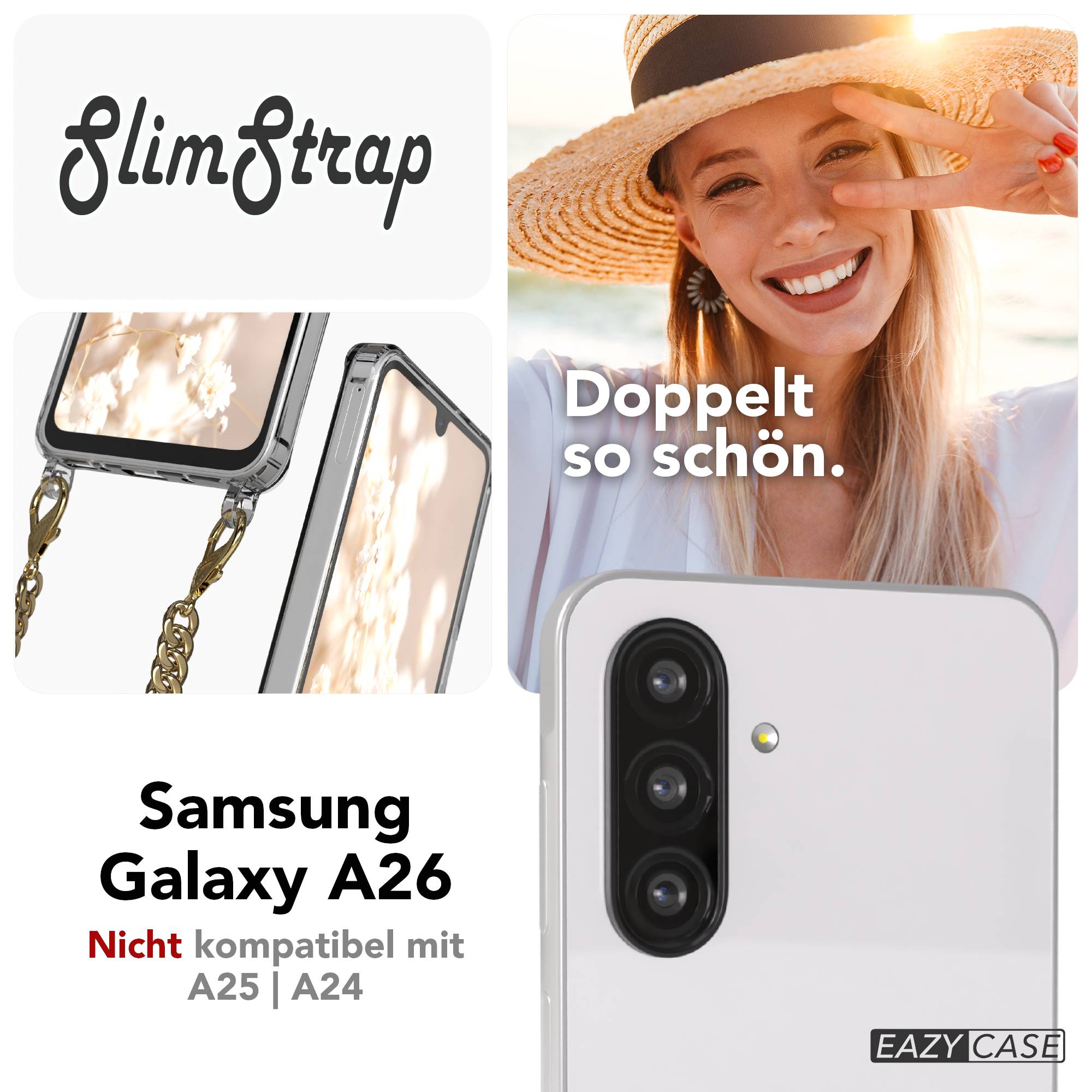 Galaxy A26 Hülle mit Metallkette + Schwarze Kordel