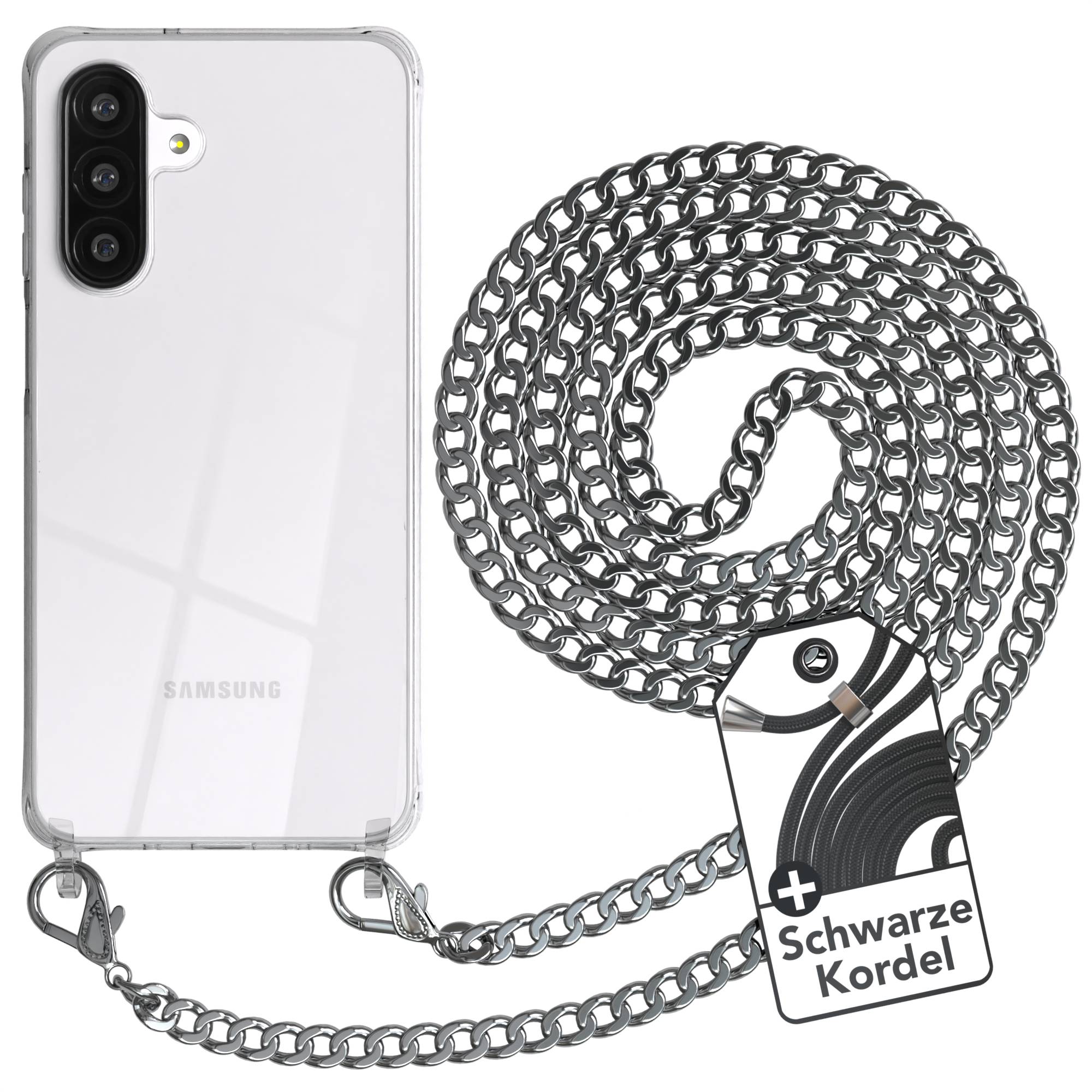 Galaxy A26 Hülle mit Metallkette + Schwarze Kordel