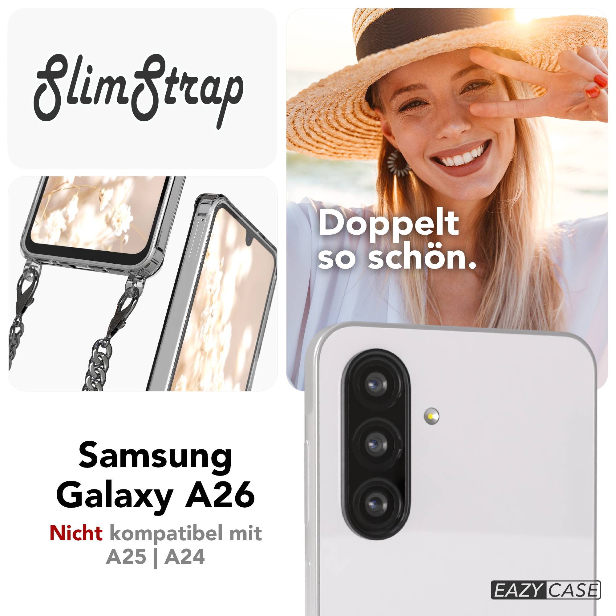 Galaxy A26 Hülle mit Metallkette + Schwarze Kordel